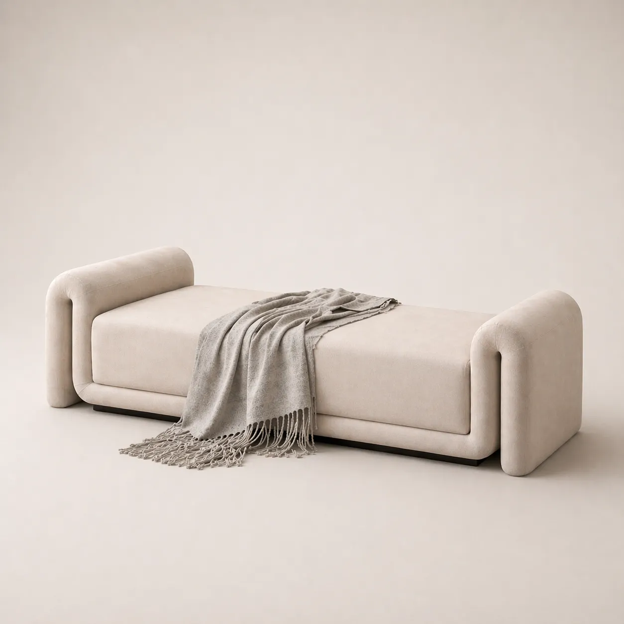 Luxury Upholstered Bench with Curved Armrest Design