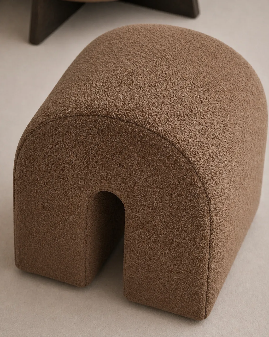 Modern Arch Shape Vanity Pouf with Upholstered Finish