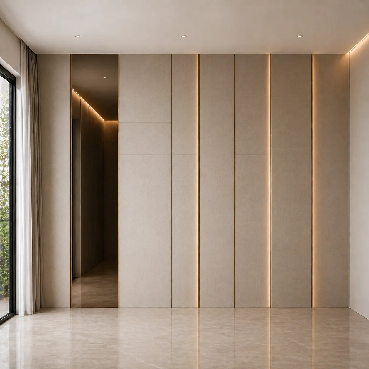 Modern LED Wall Cladding with Vertical Panels and Minimal Design