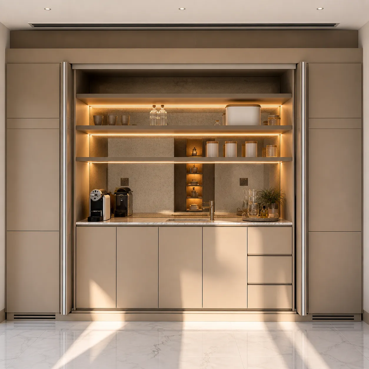 Pocket Door Coffee Corner Unit