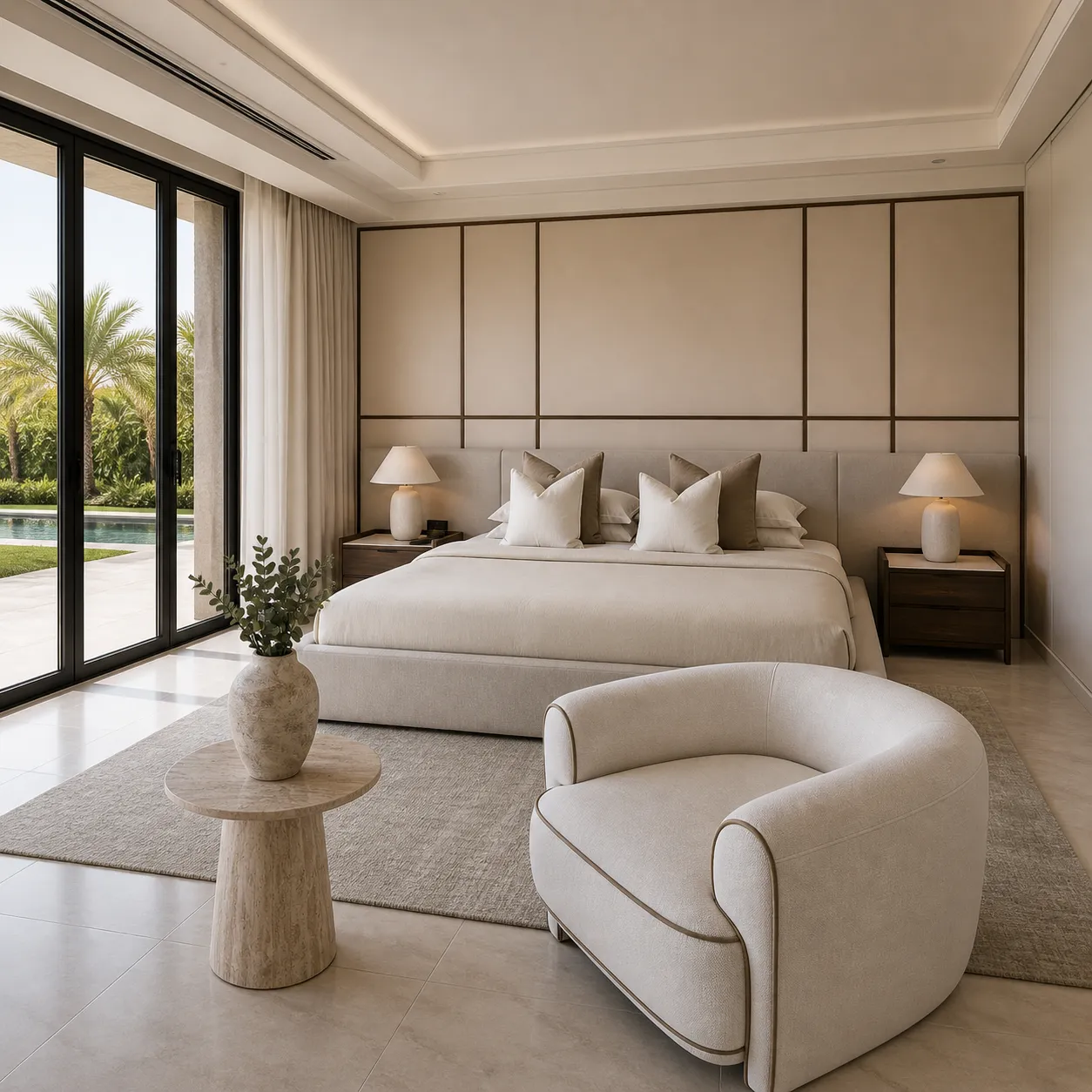 Modern Beige Bedroom Interior