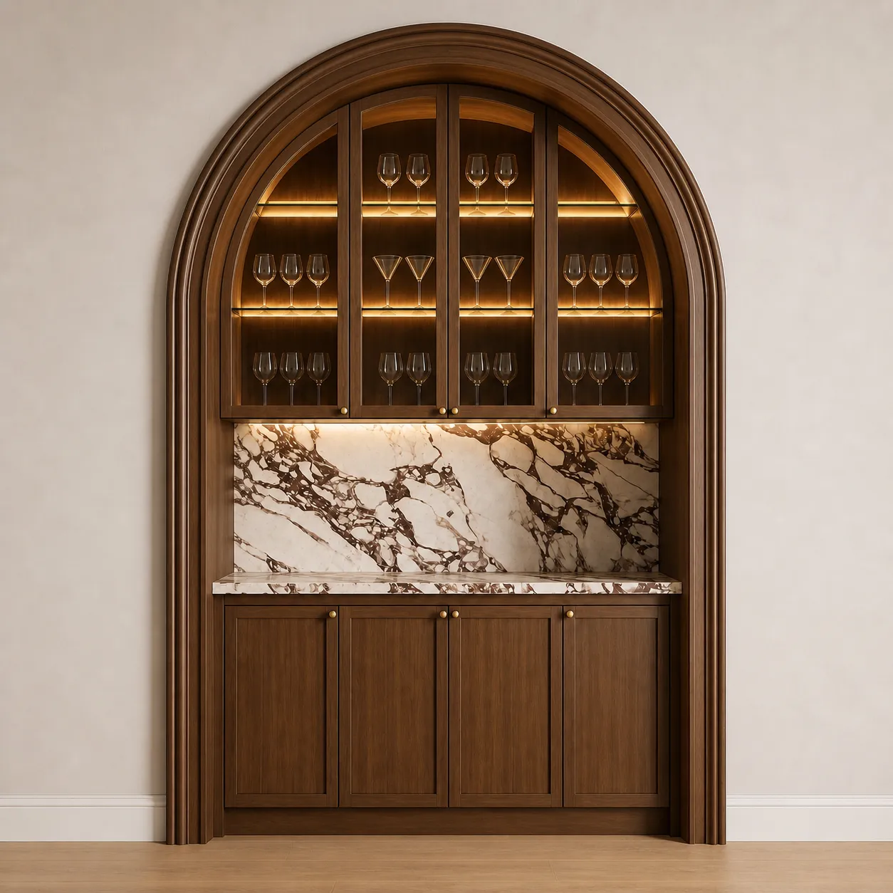 Luxury Built-In Coffee Corner with Shelving &amp; Lighting