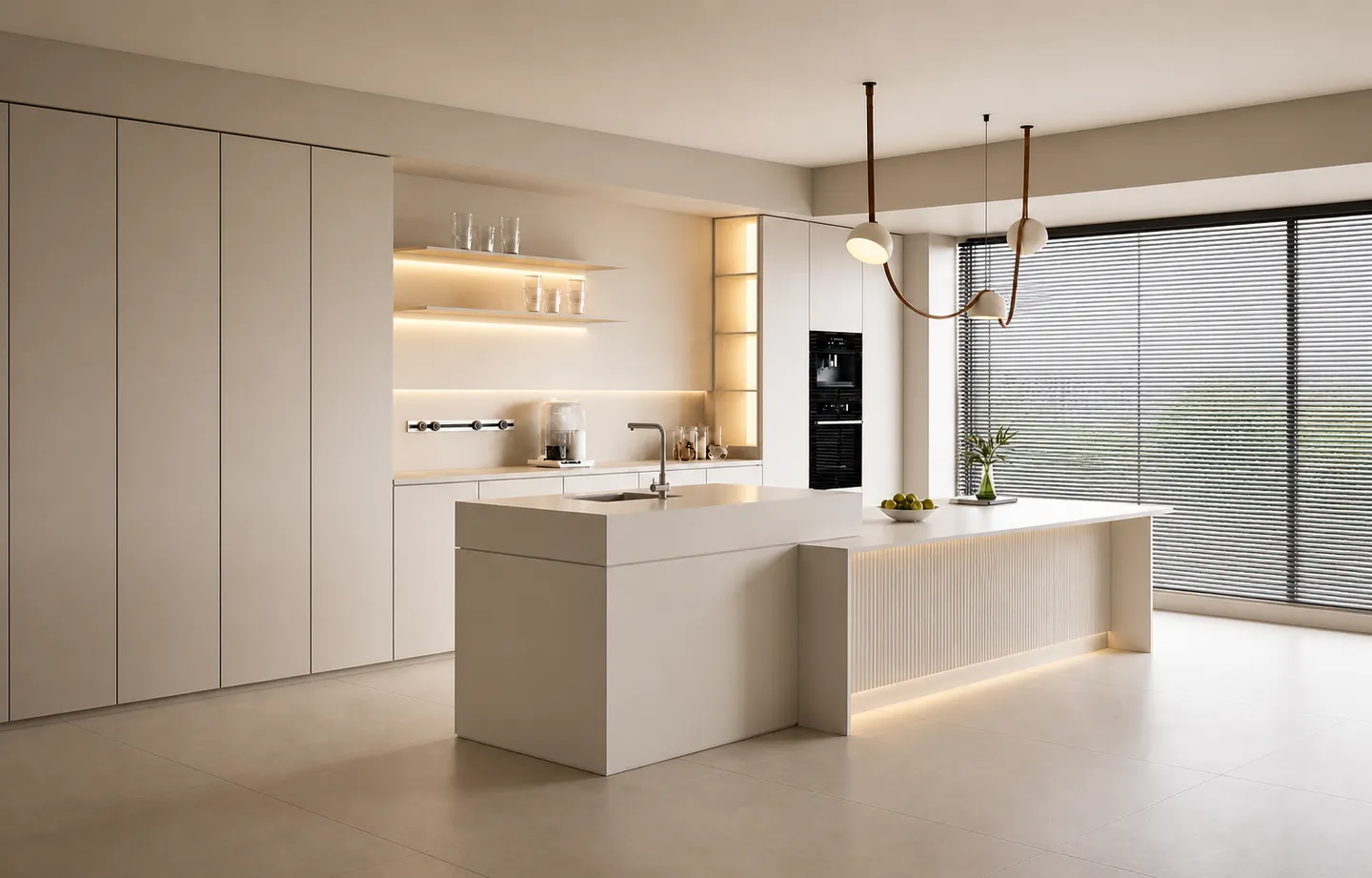 Luxury White Minimal Kitchen with Island