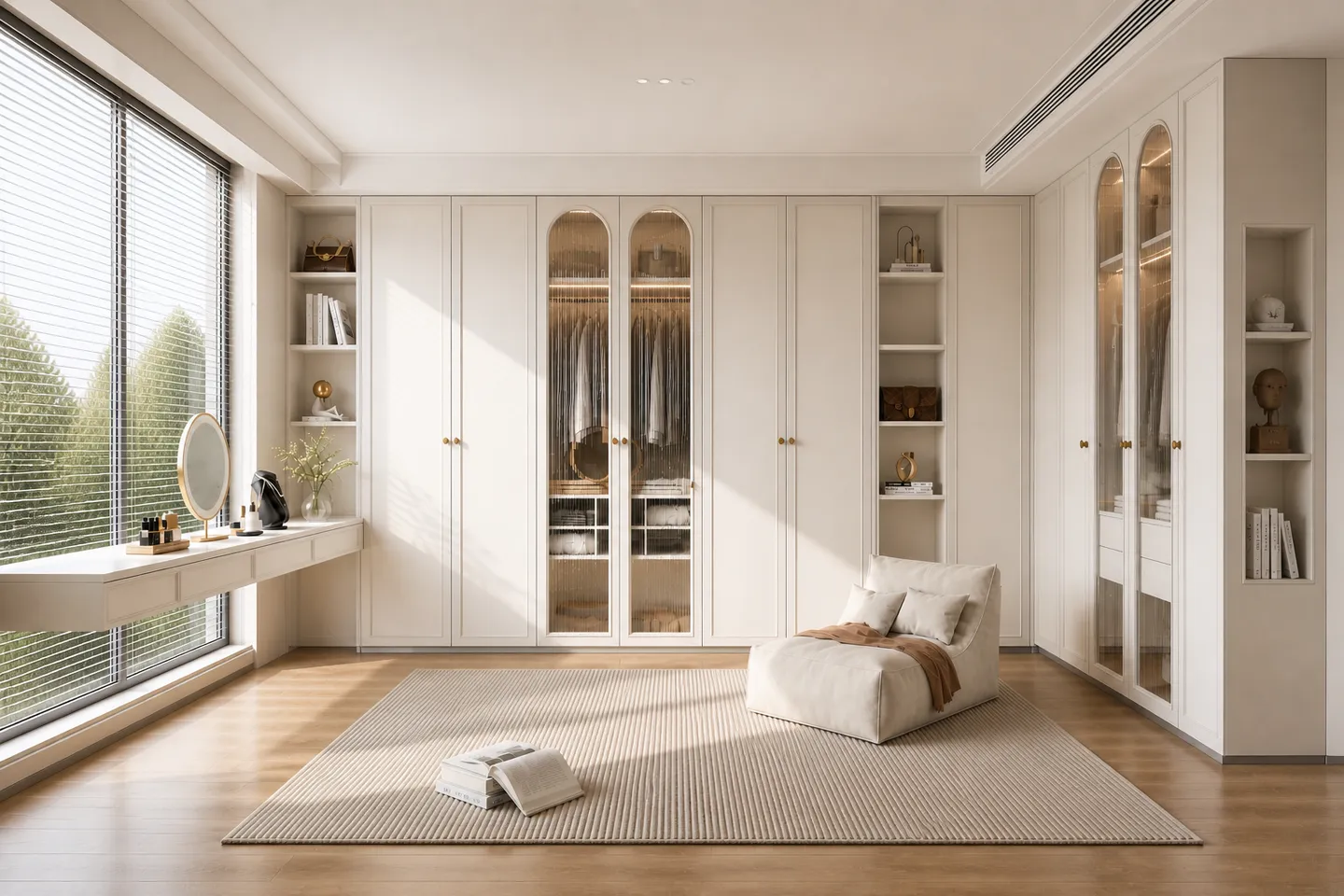 Modern White Walk In Closet Interior