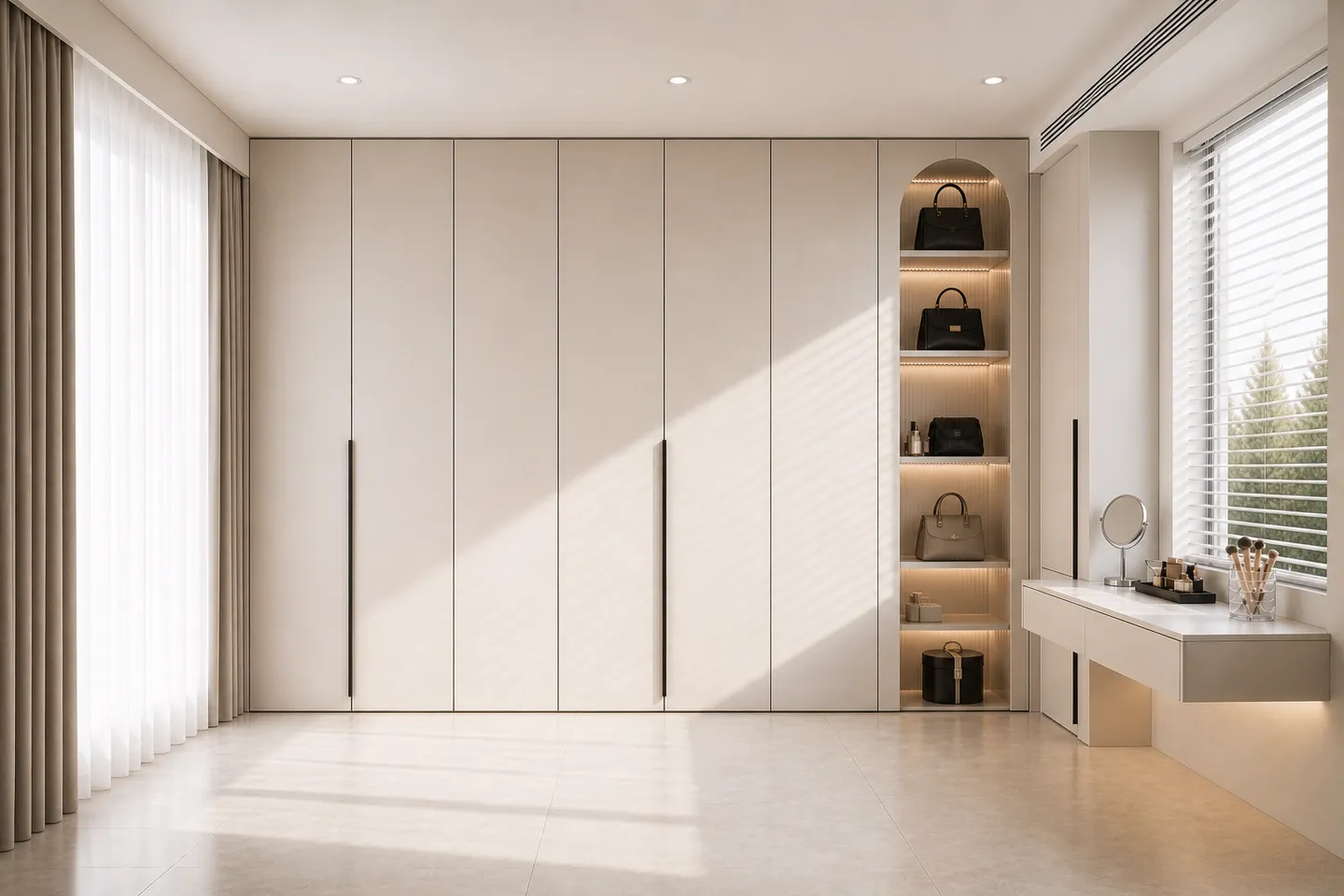 Modern White Wardrobe With Vanity Area