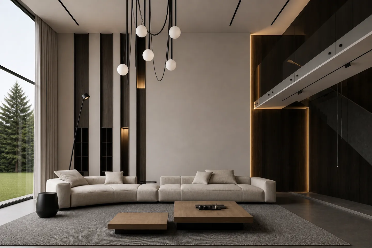 Modern Double Height Living Room Interior