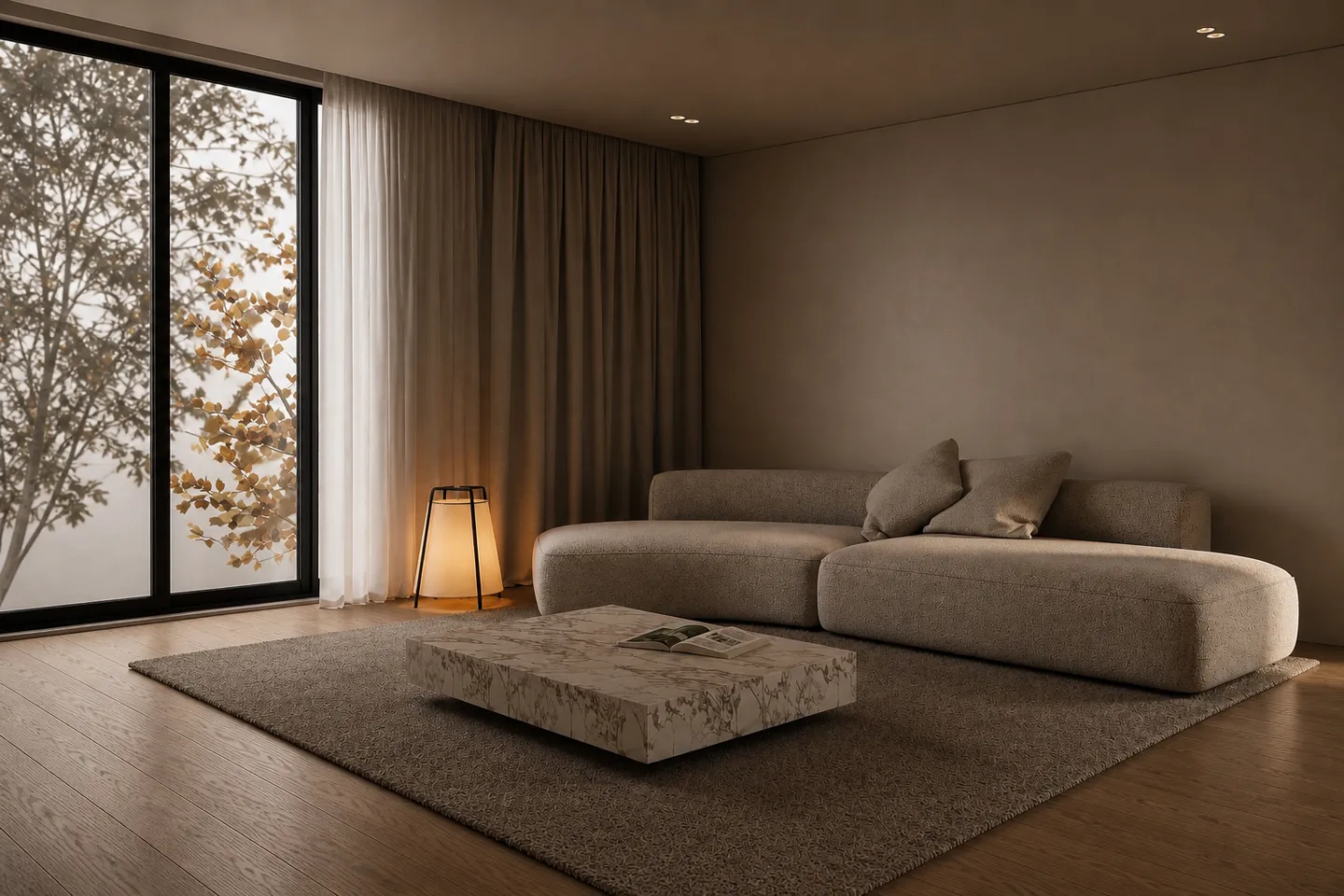 Warm Minimal Luxury Living Room Interior