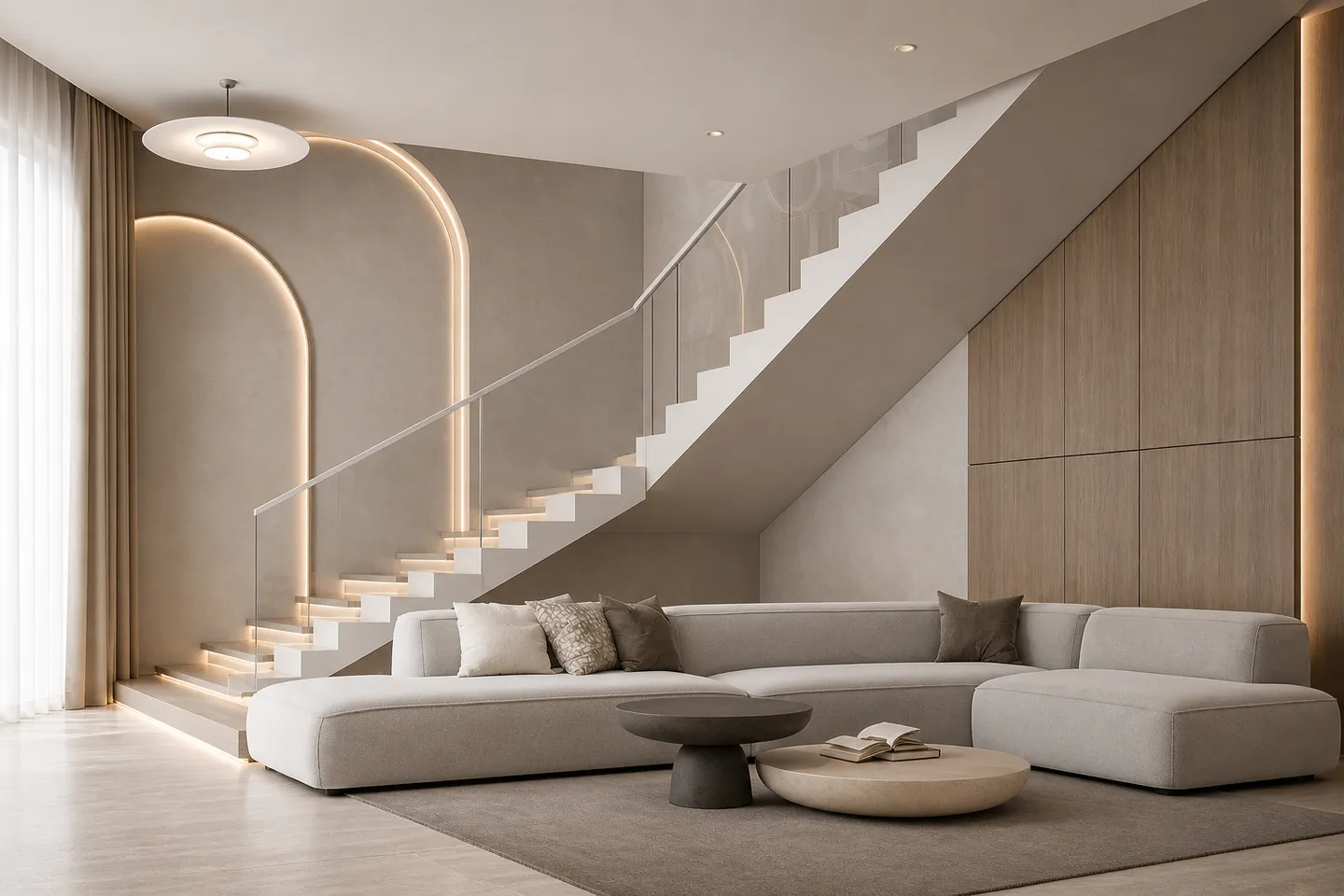 Modern Double Height Living Room Interior