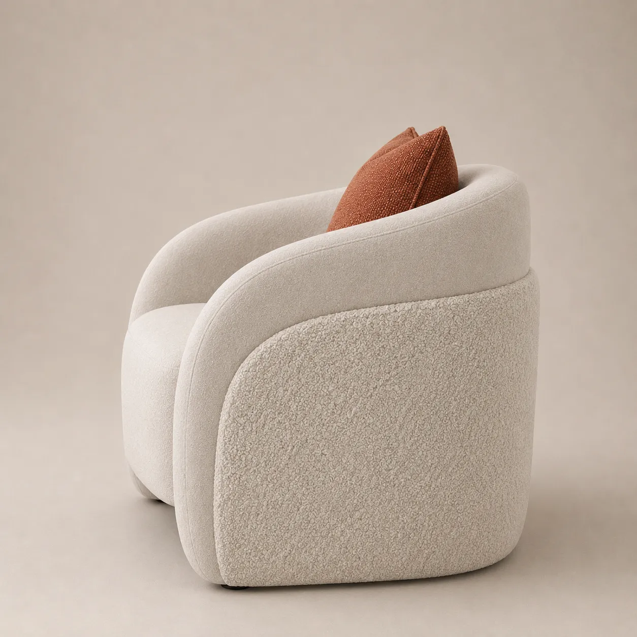 Curved Barrel Accent Chair