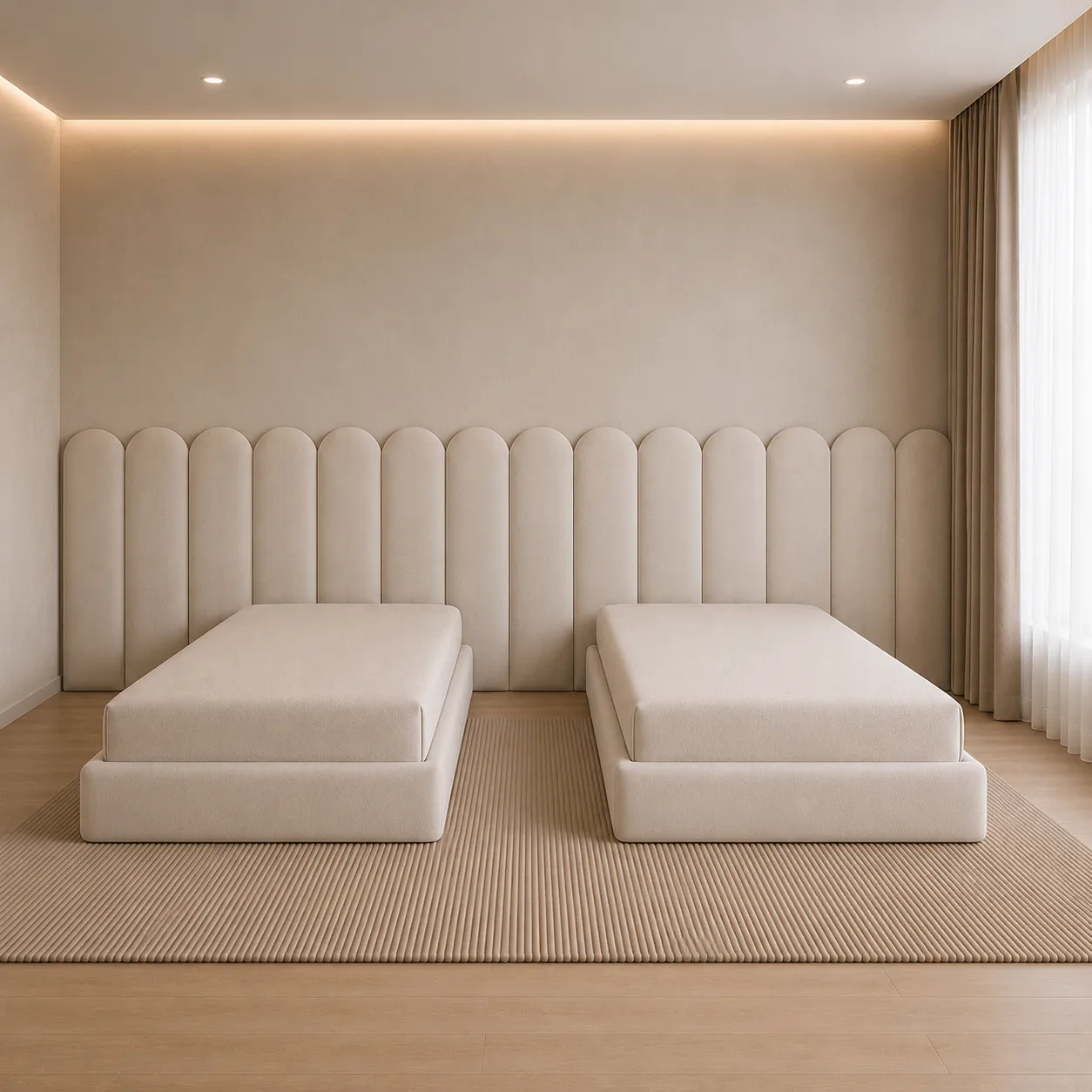 Twin Scallop Headboard Bed