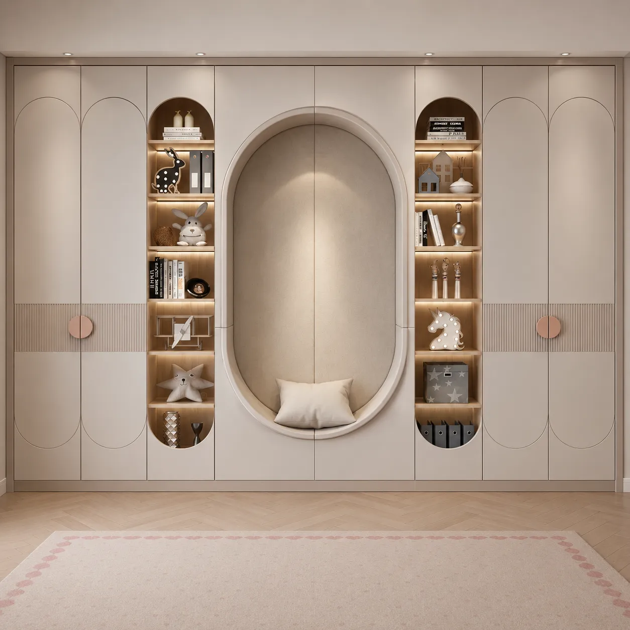 Luxury Kids Wardrobe With Arched Seating Nook