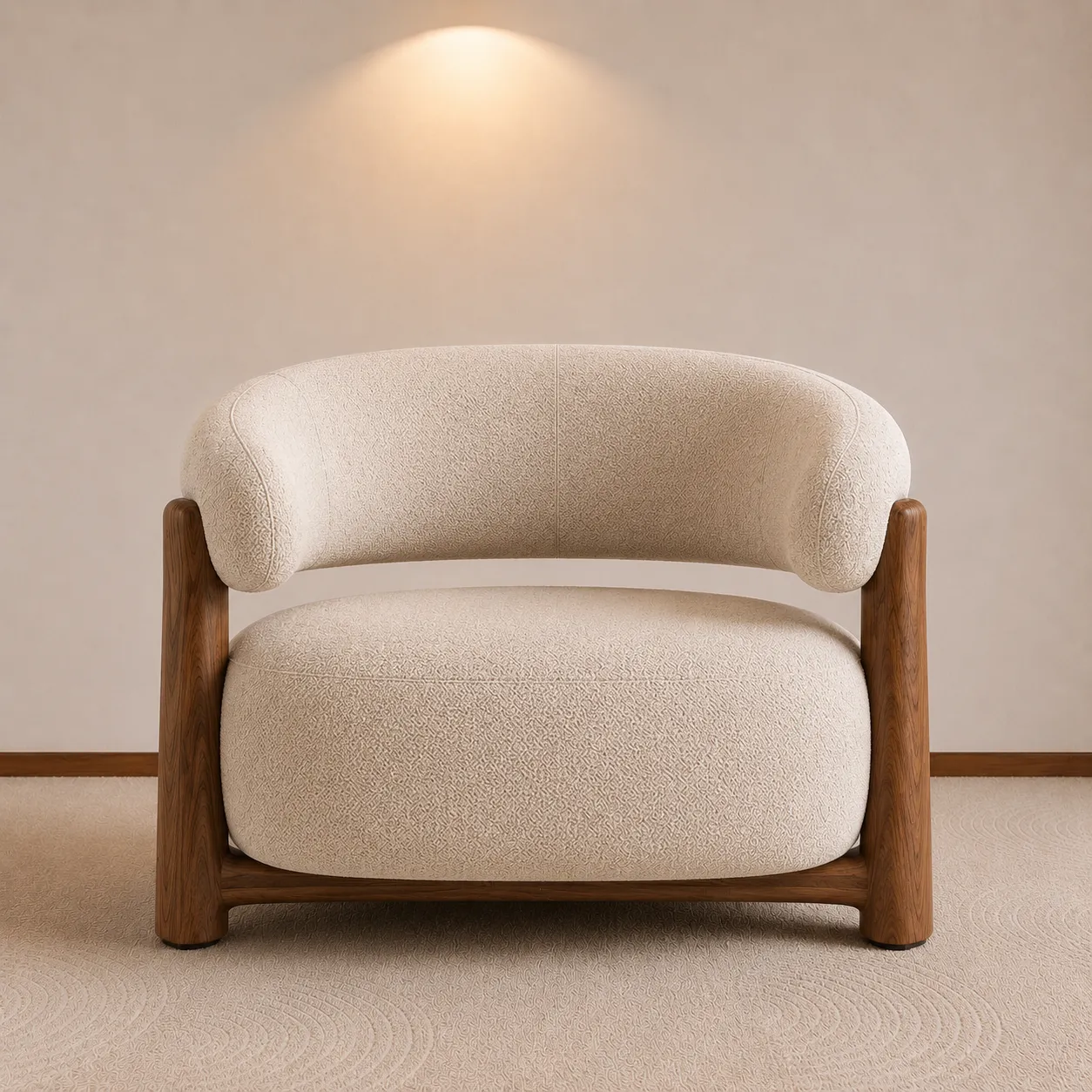 Curved Wooden Accent Lounge Chair