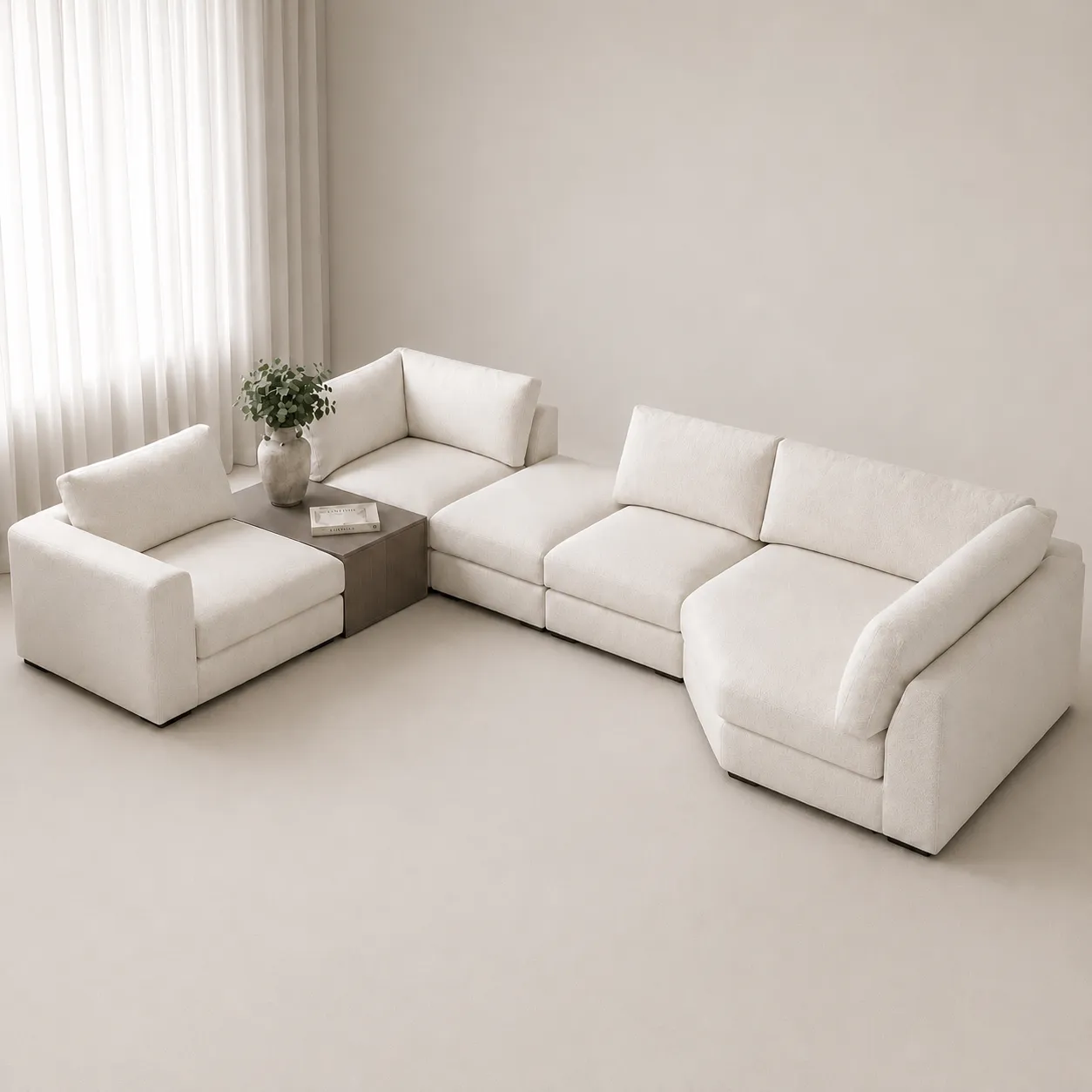 Modular Corner Sofa with Side Table