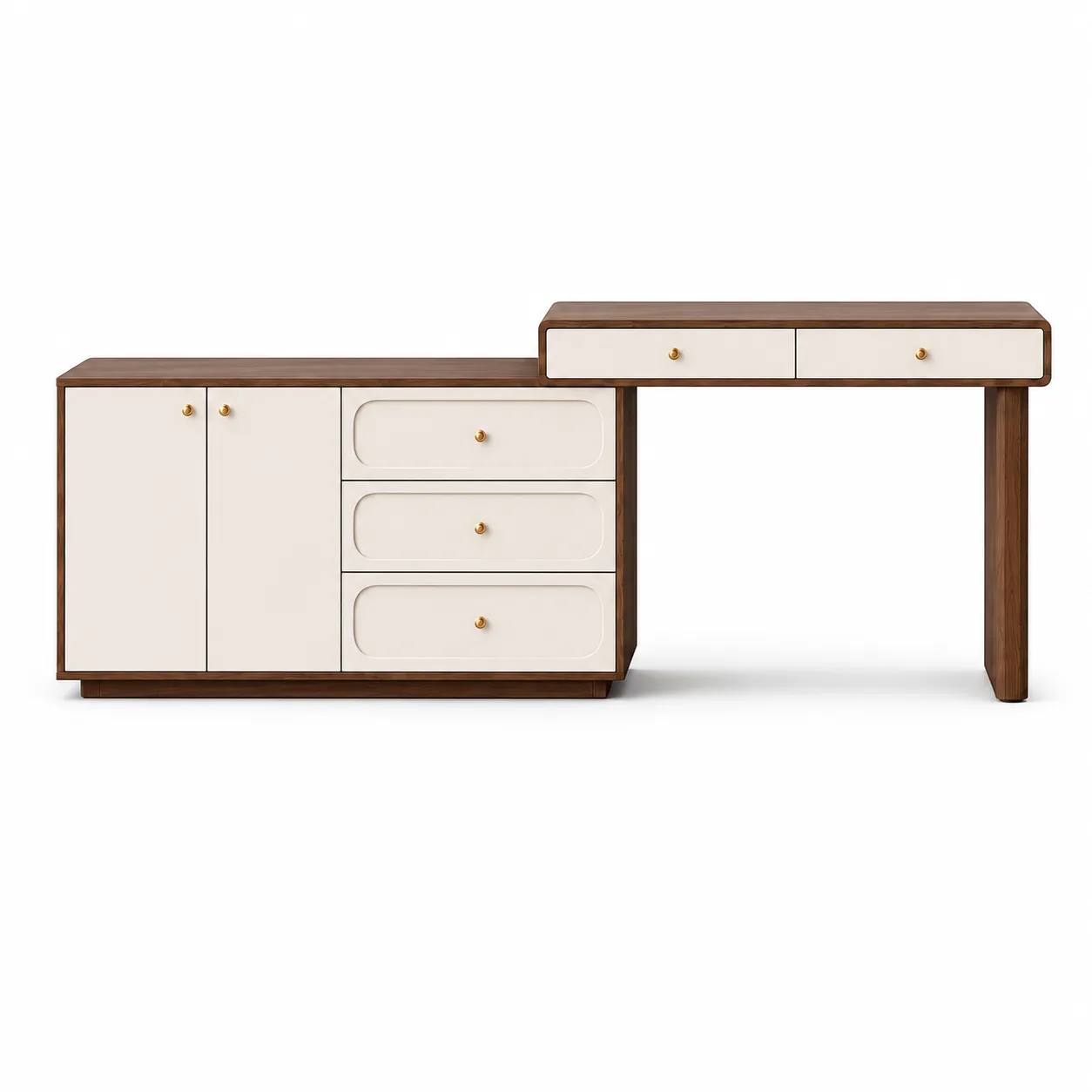 Modern Two-Tone Vanity Dresser with Storage Cabinet and Drawers