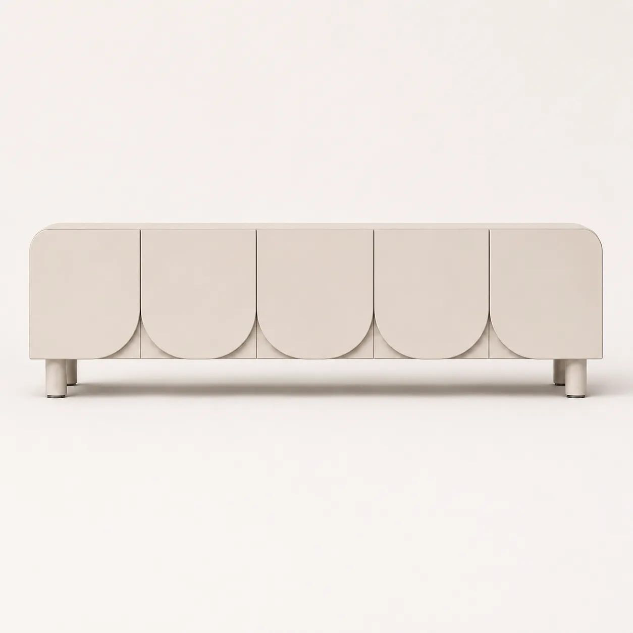 Modern Scalloped TV Unit with Curved Door Design