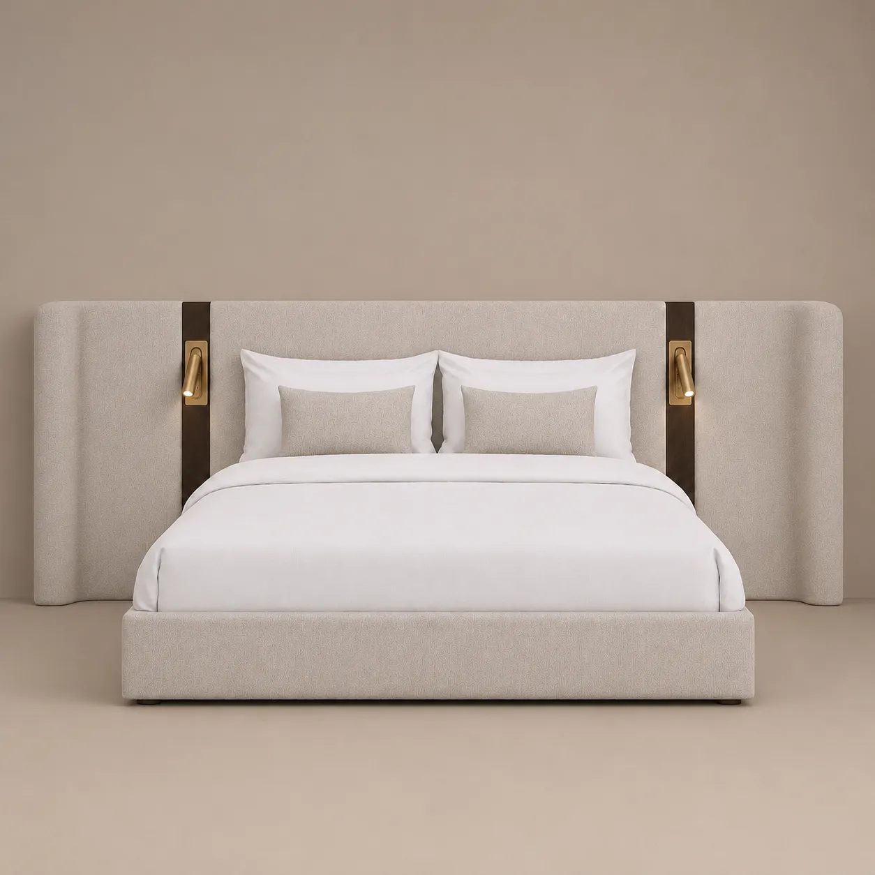 Extended Headboard Bed with Integrated Reading Lights