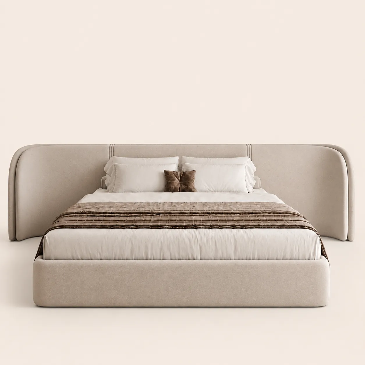 Luxury Curved Wing Headboard Bed with Extended Panels