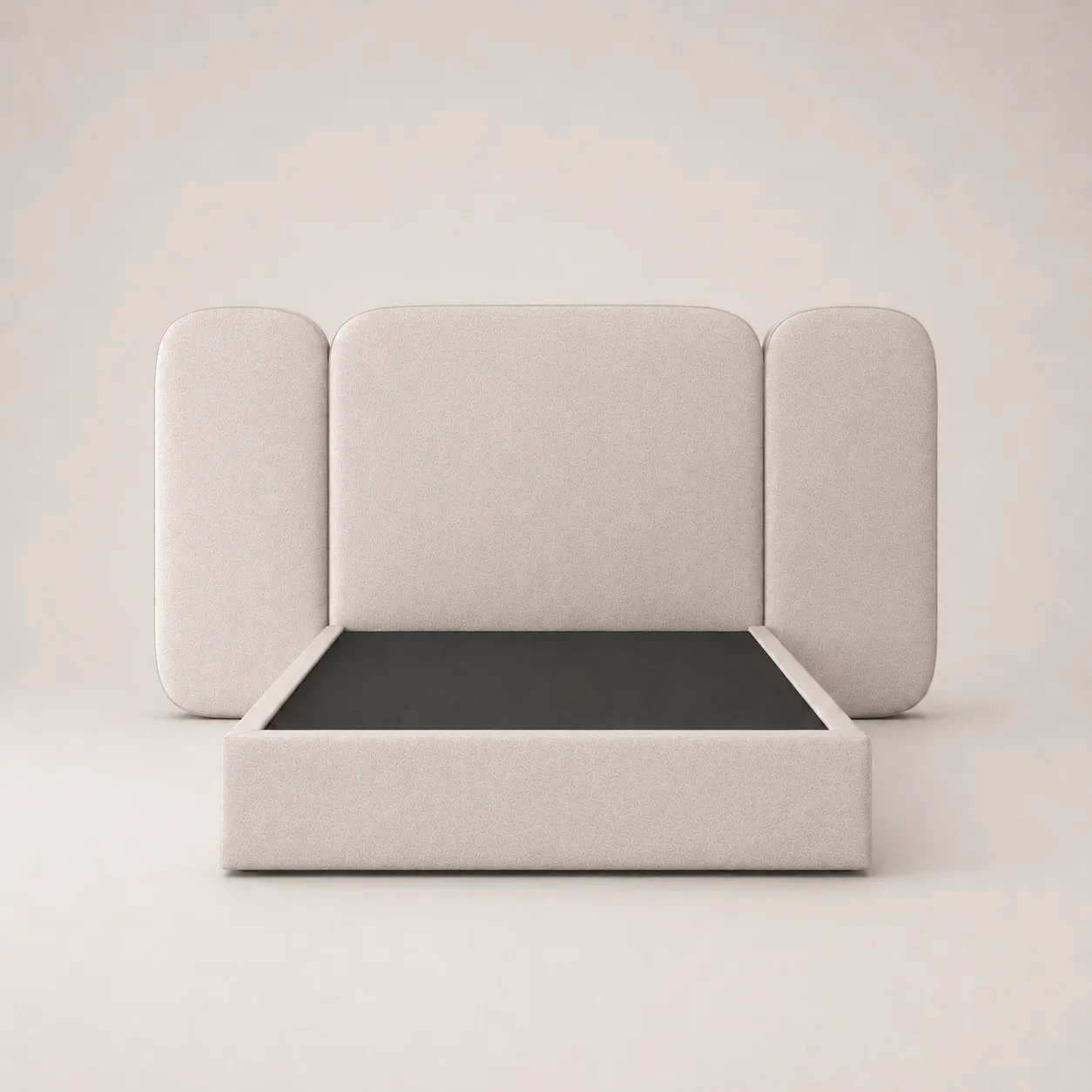 Modern Wingback Upholstered Bed with Extended Headboard