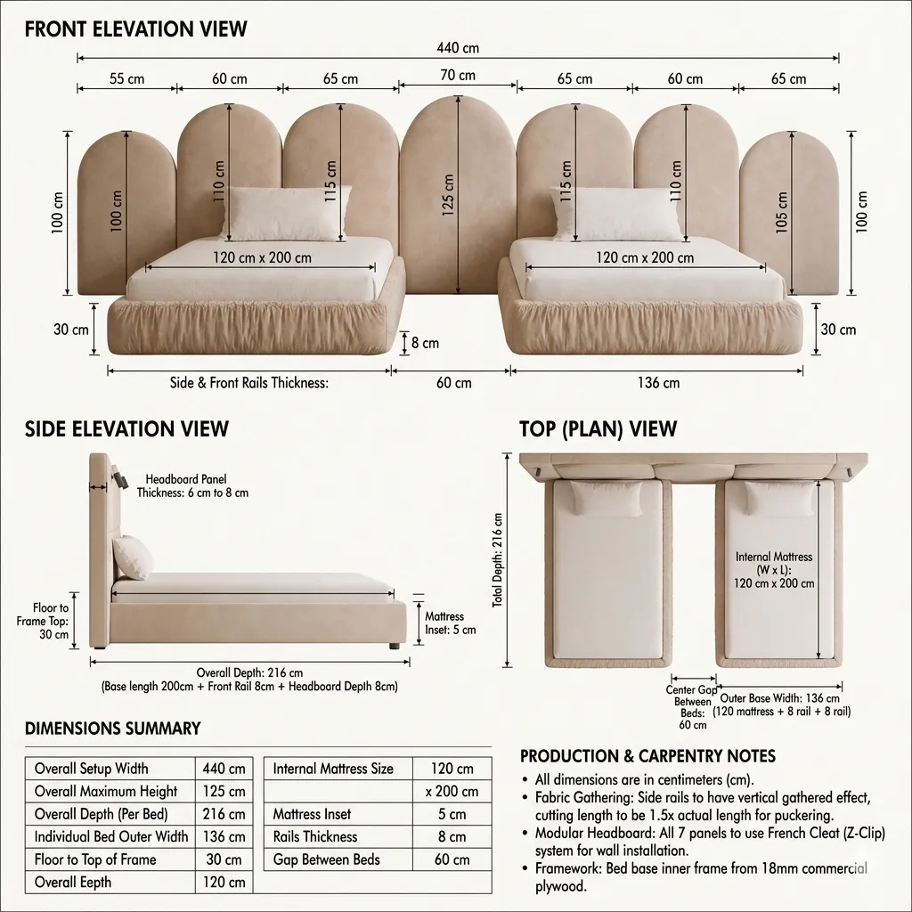 Modern Twin Upholstered Headboard Bed
