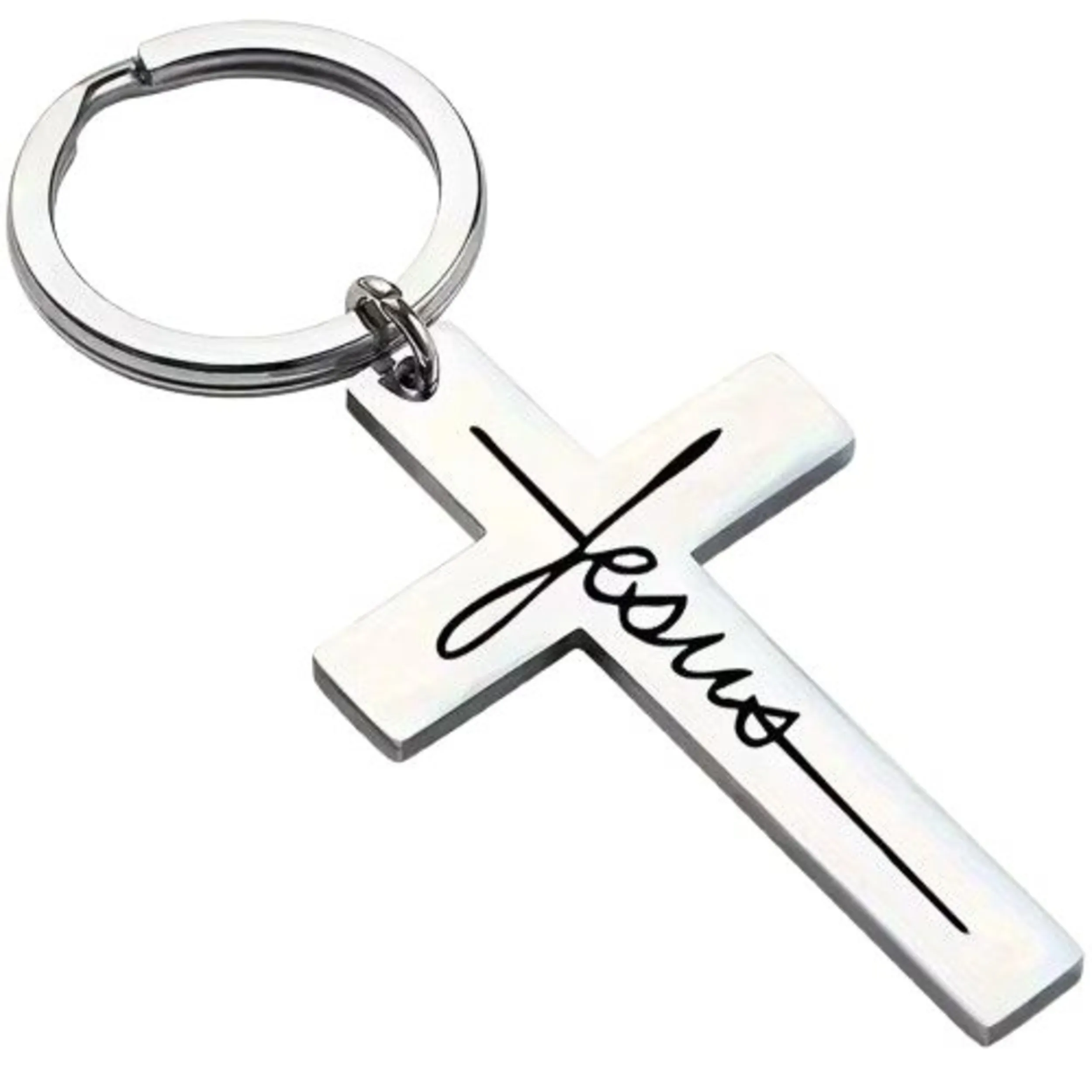 Stainless Steel Jesus Cross Keychain