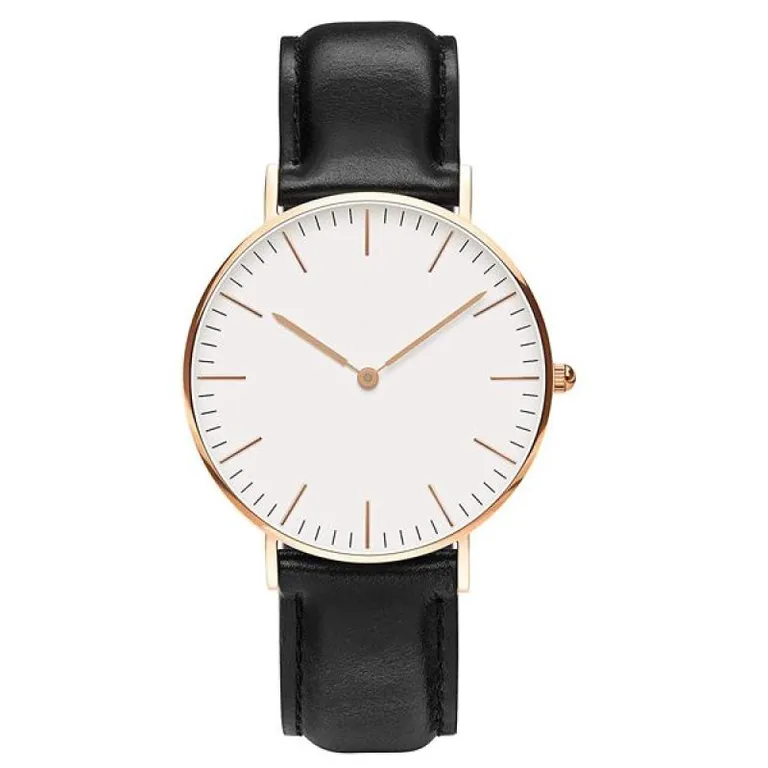 DW Leather Strap Men Wrist Watch Analog Black Leather Luxury Wrist Watch Stainless steel Smart Watch Leather Straps