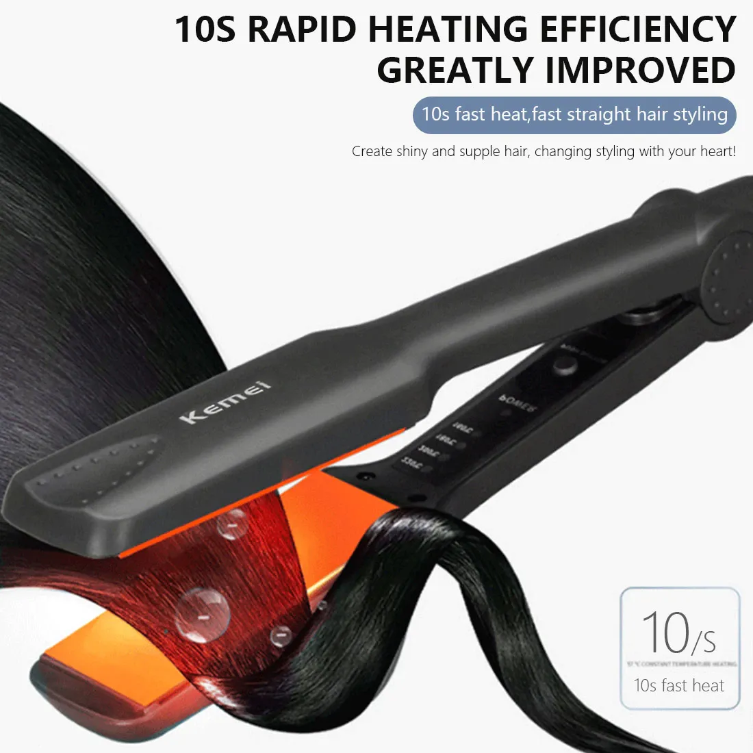 Kemei KM-329 Professional Hair Straightener With Temperature Control- For Women