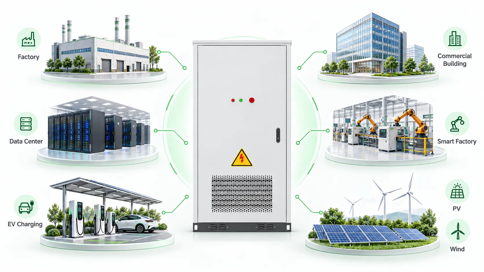 125kW 232.9kWh C&I BESS application scenarios for factory commercial building data center smart factory EV charging PV and wind