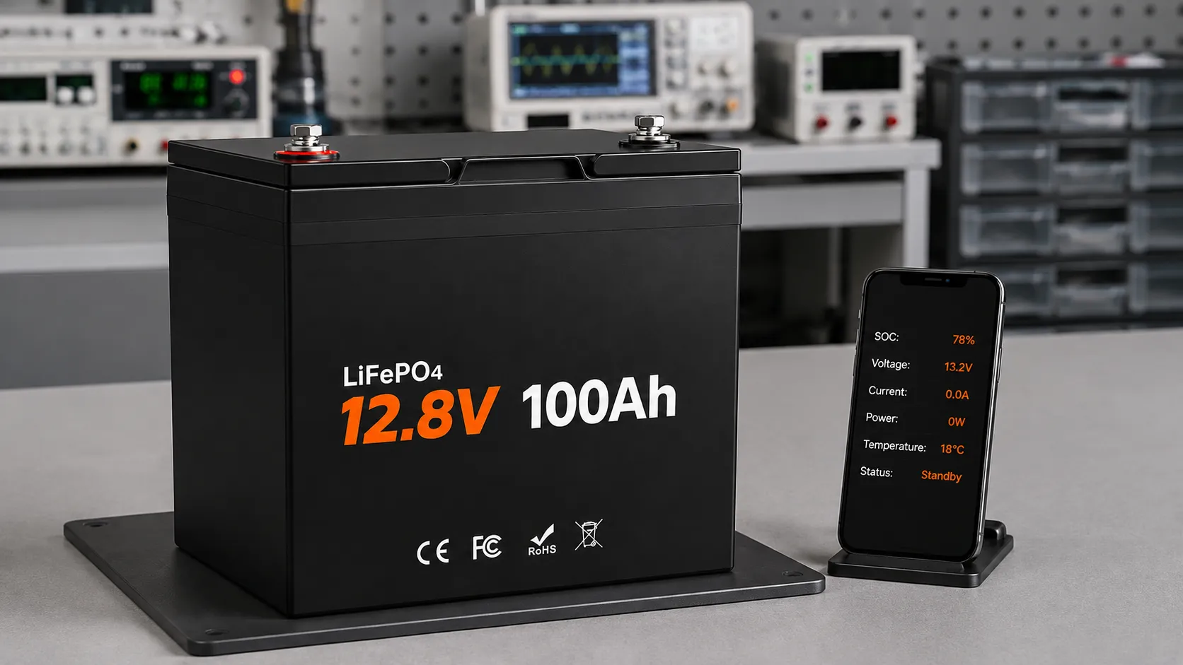 Bluetooth monitoring for a 12V 100Ah Group 24 LiFePO4 battery