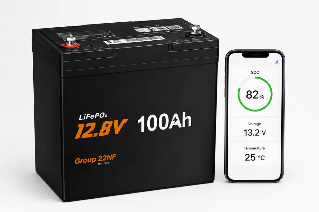 12V 100Ah Mini RV LiFePO4 Battery with Bluetooth
