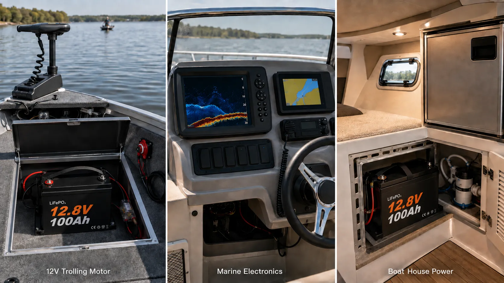 12V 100Ah Group 31 LiFePO4 battery applications for trolling motors and marine systems