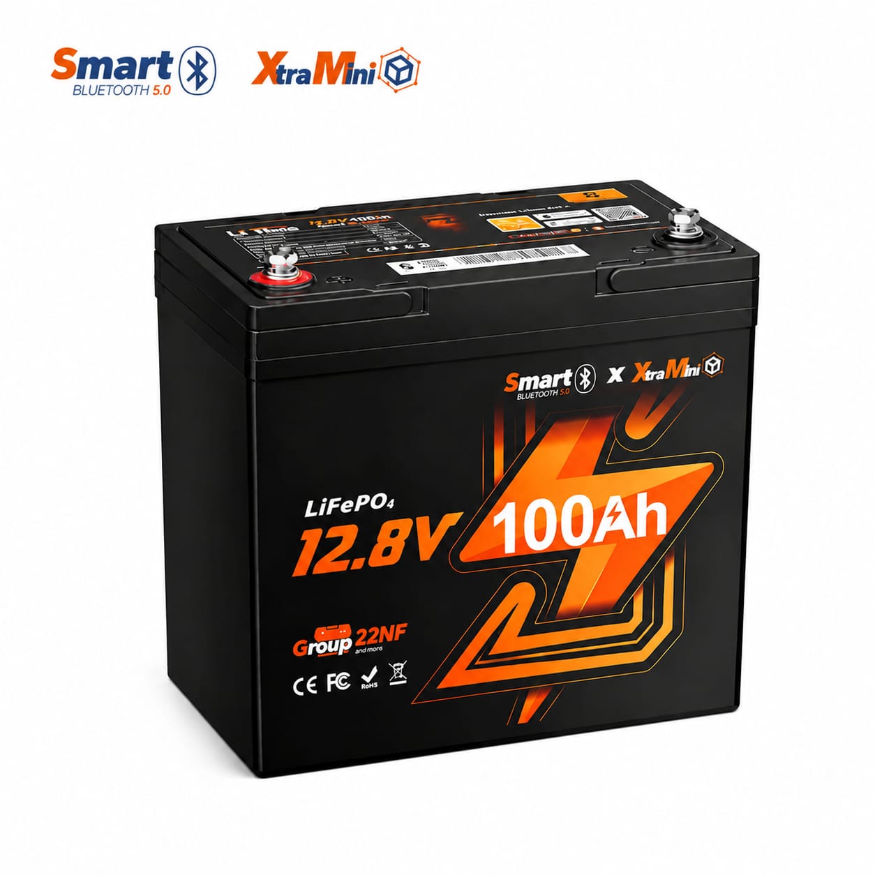 1207 12V 100Ah LiFePO4バッテリー スマートBMS キャンプ 12V 100Ah Mini LiFePO4 RV Battery with Bluetooth & Smart BMS - BST