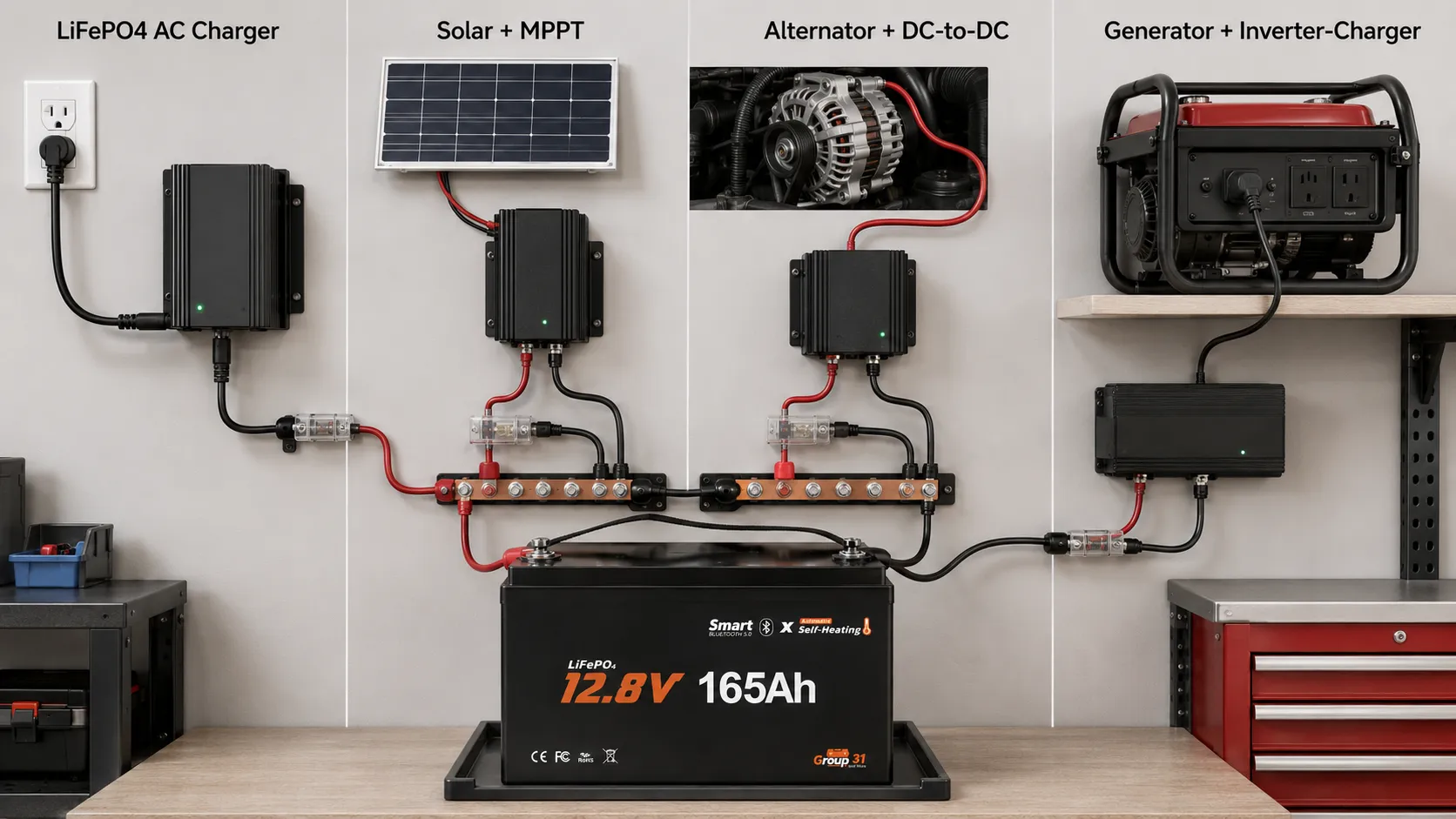 Series and parallel expansion options for 12V 165Ah LiFePO4 batteries