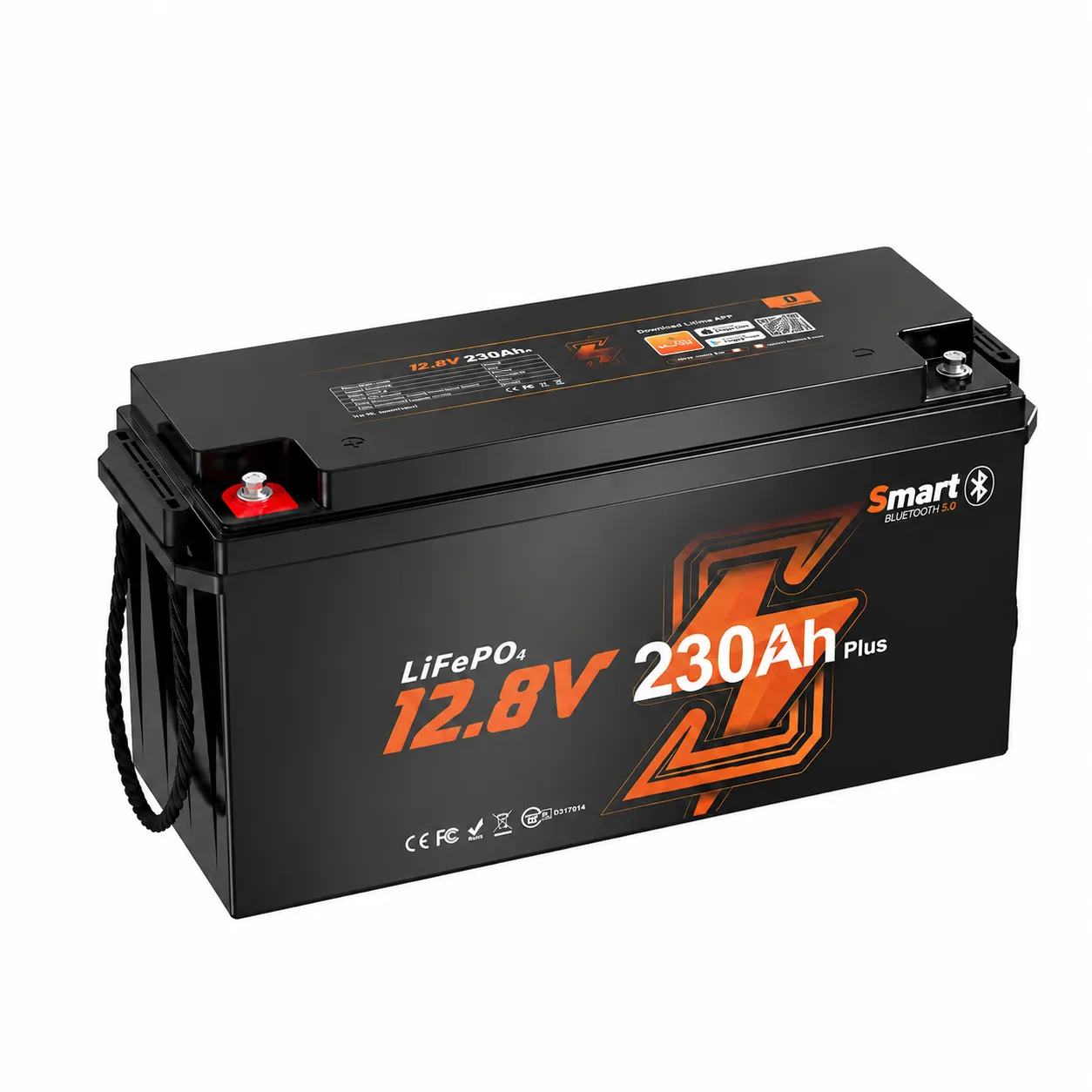 12V 230Ah LiFePO4 Battery with Bluetooth &amp; 200A BMS for RV