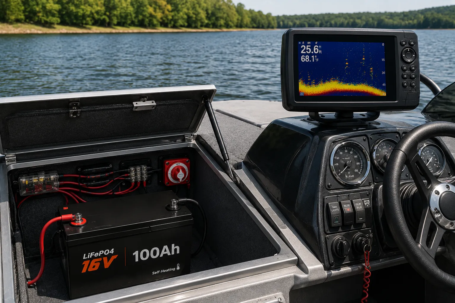 16V LiFePO4 battery for fish finder sonar and marine electronics