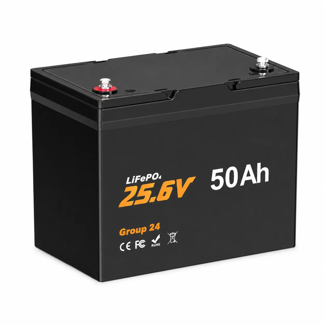 24V 50Ah Group 24 LiFePO4 Battery for Trolling Motors with Bluetooth