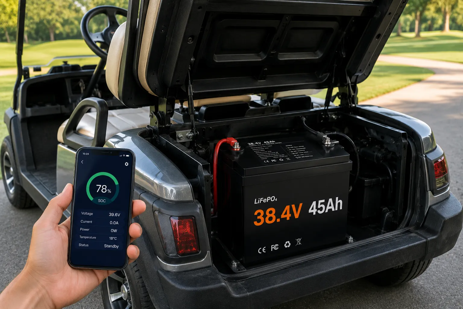 36V 45Ah lithium golf cart battery with Bluetooth monitoring