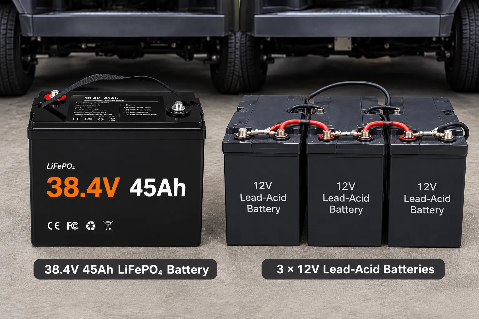 36V golf cart lead acid to lithium battery replacement