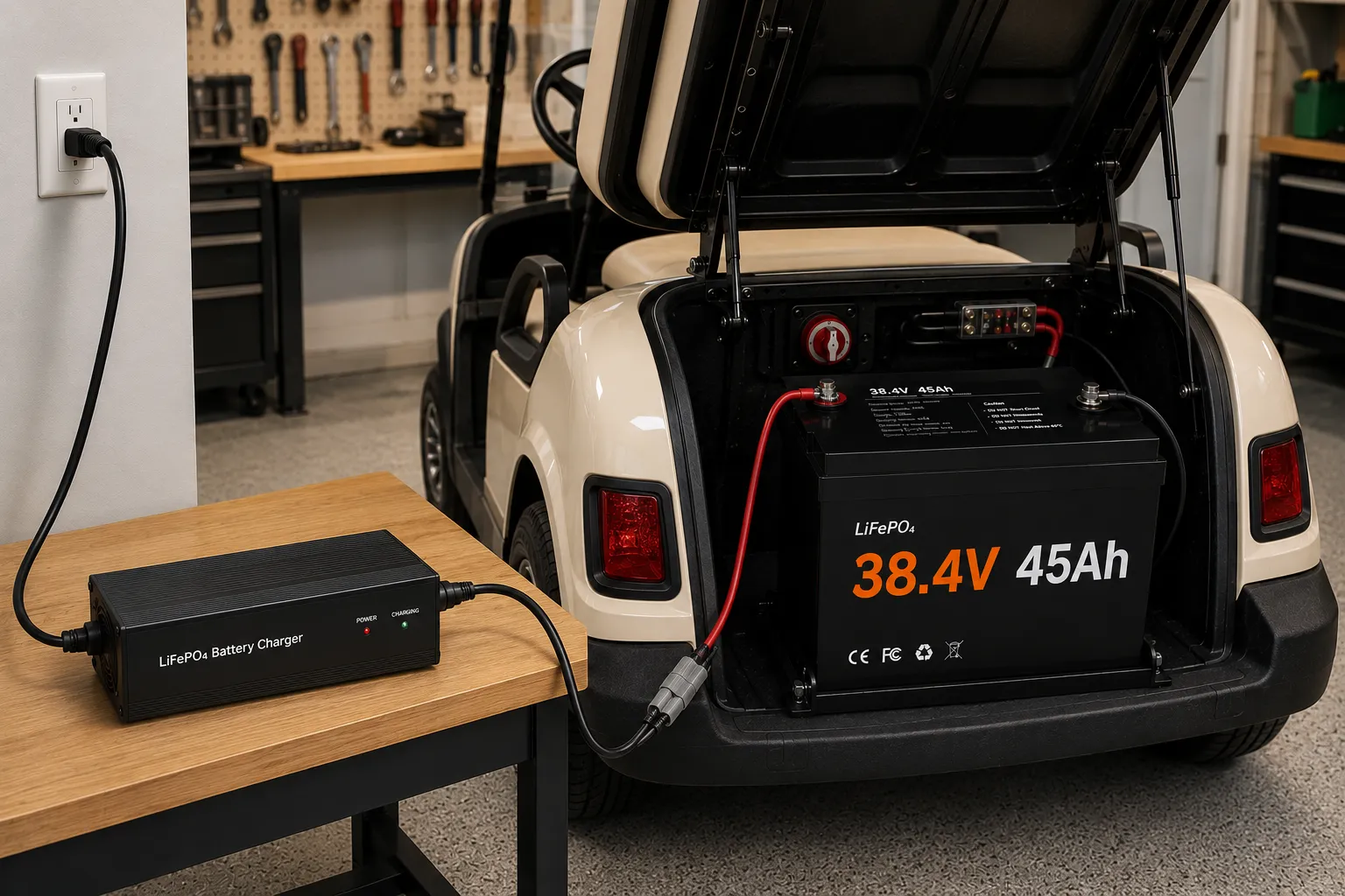 36V lithium golf cart battery charging system