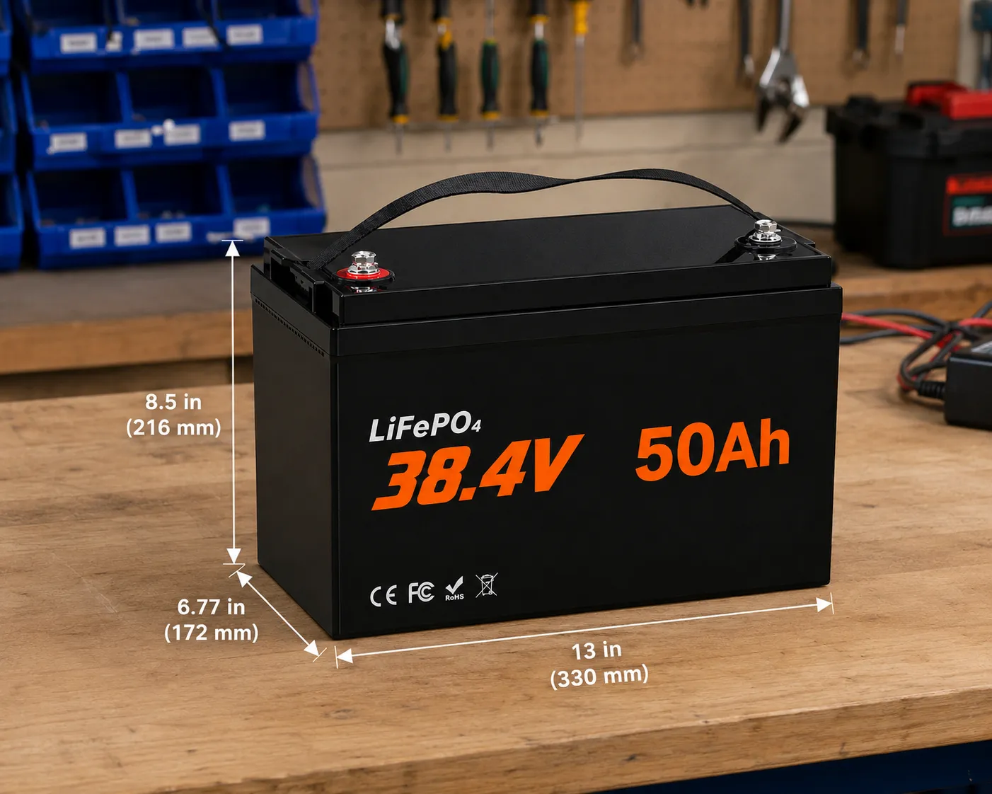 36V 50Ah Group 31 LiFePO4 battery dimensions for marine installation
