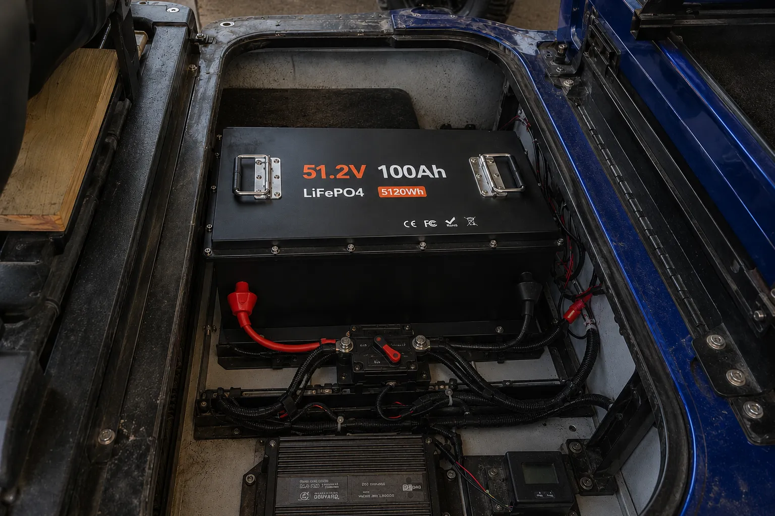 Golf cart LiFePO4 lithium battery installation and system integration