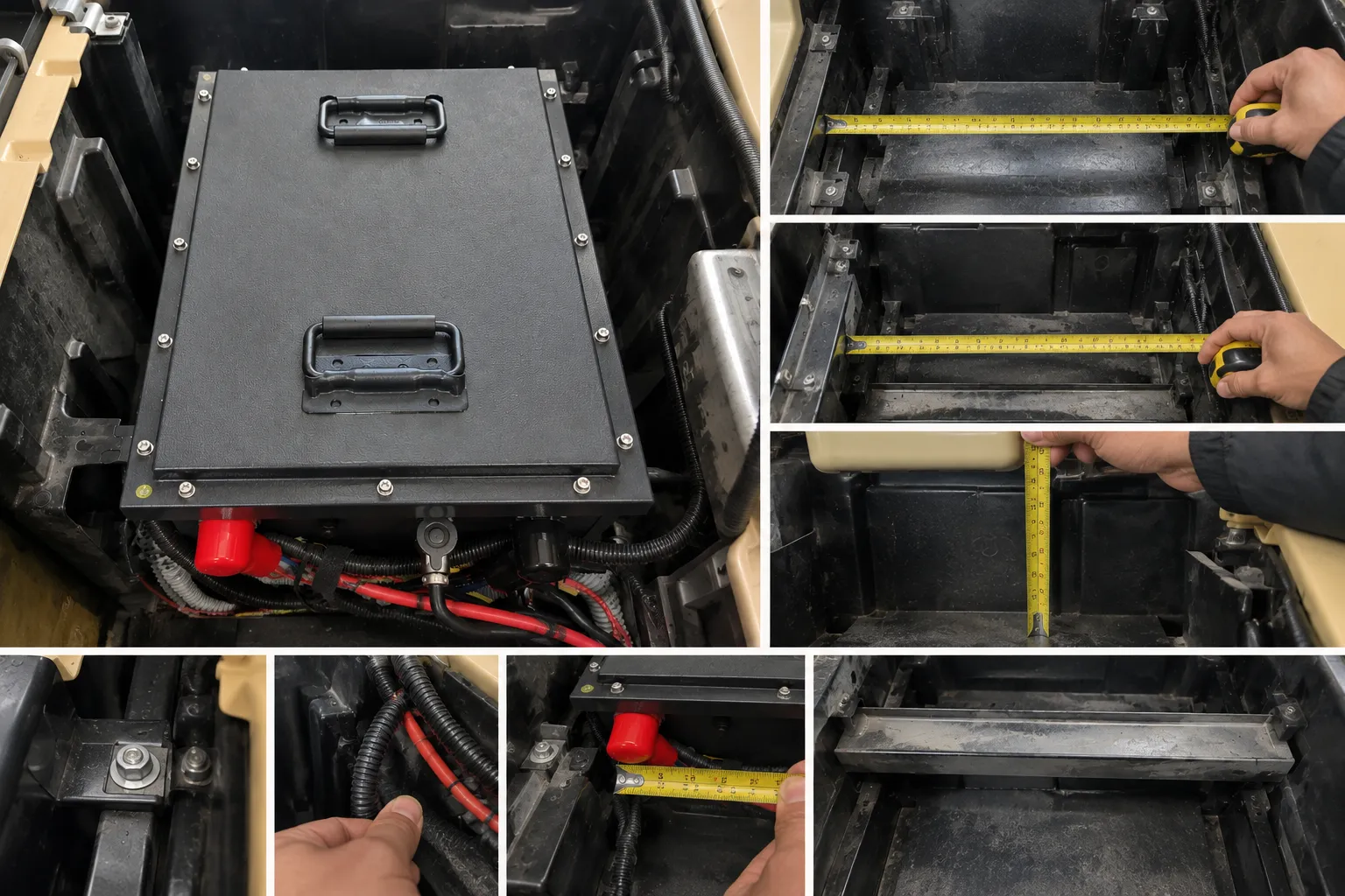 Golf cart battery compartment fitment check for a custom 48V LiFePO4 retrofit