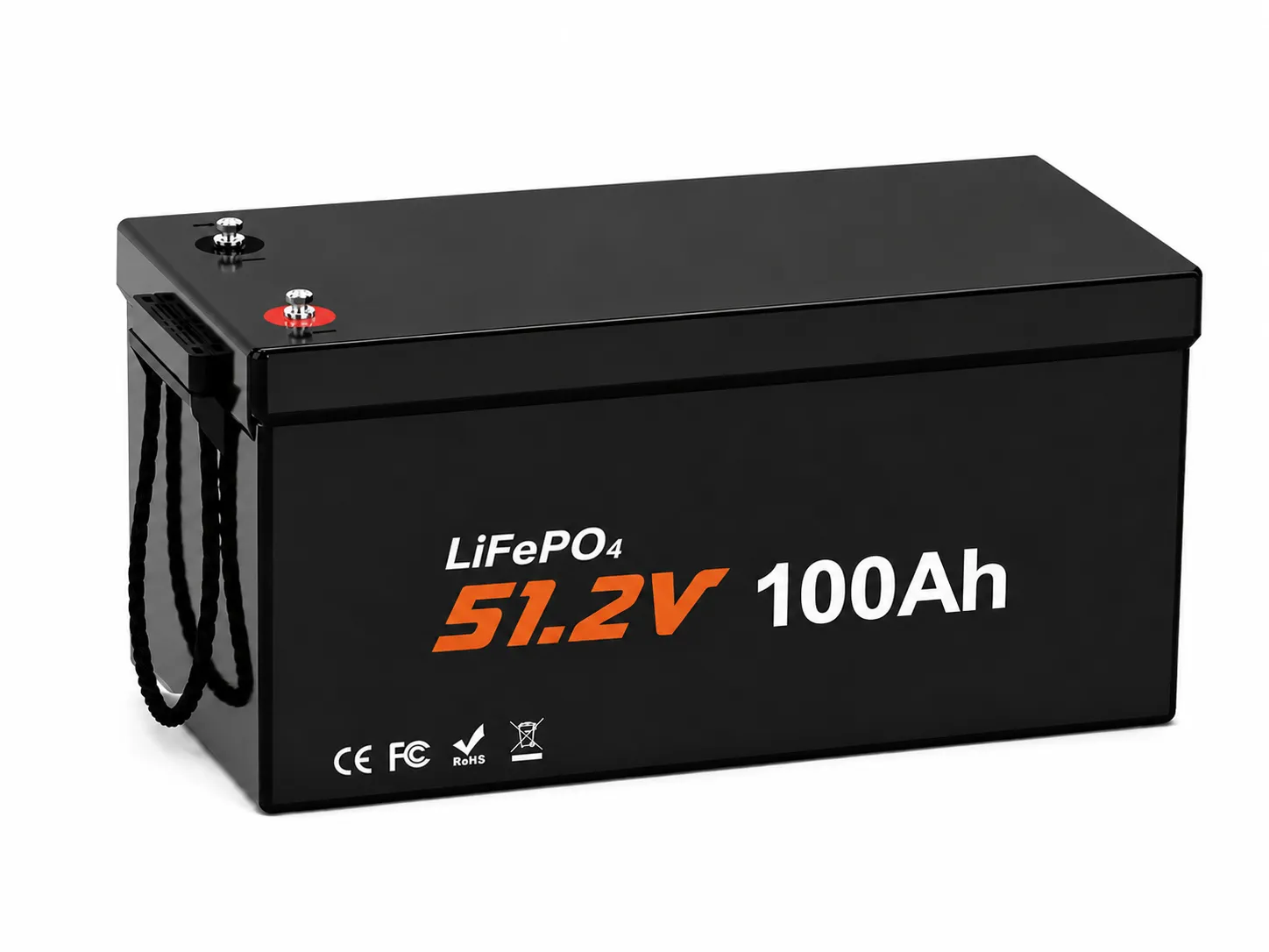 48V 100Ah LiFePO4 golf cart battery installed in a protected battery compartment