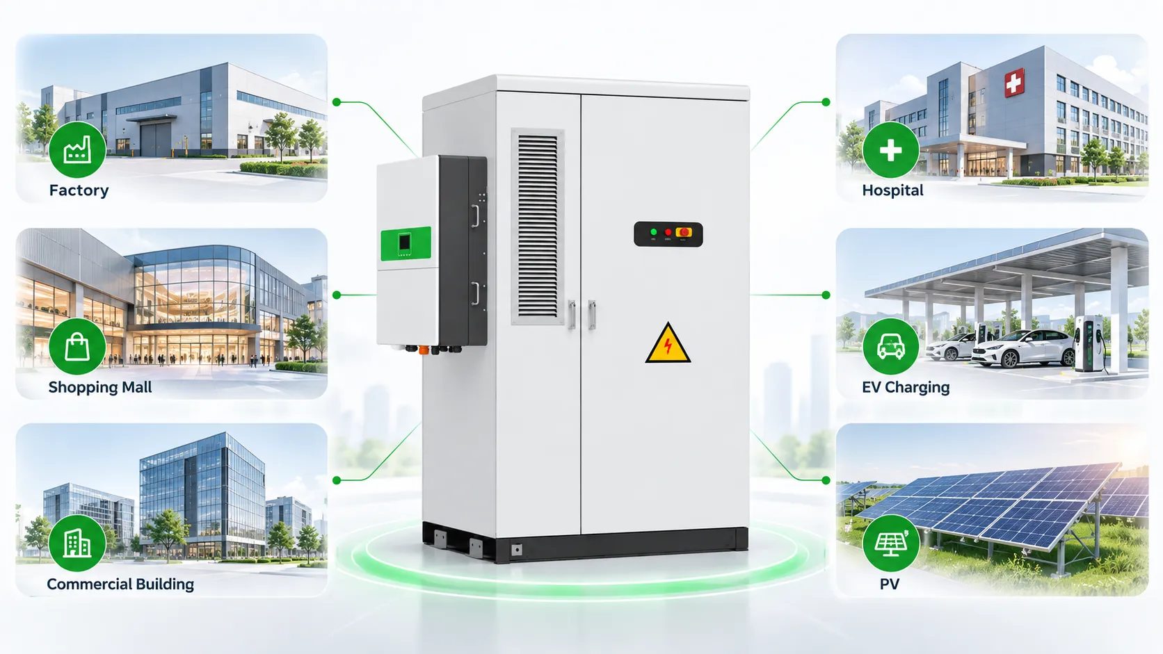 80kVA 418kWh liquid-cooled C&I BESS applications for factories shopping malls commercial buildings hospitals EV charging and PV
