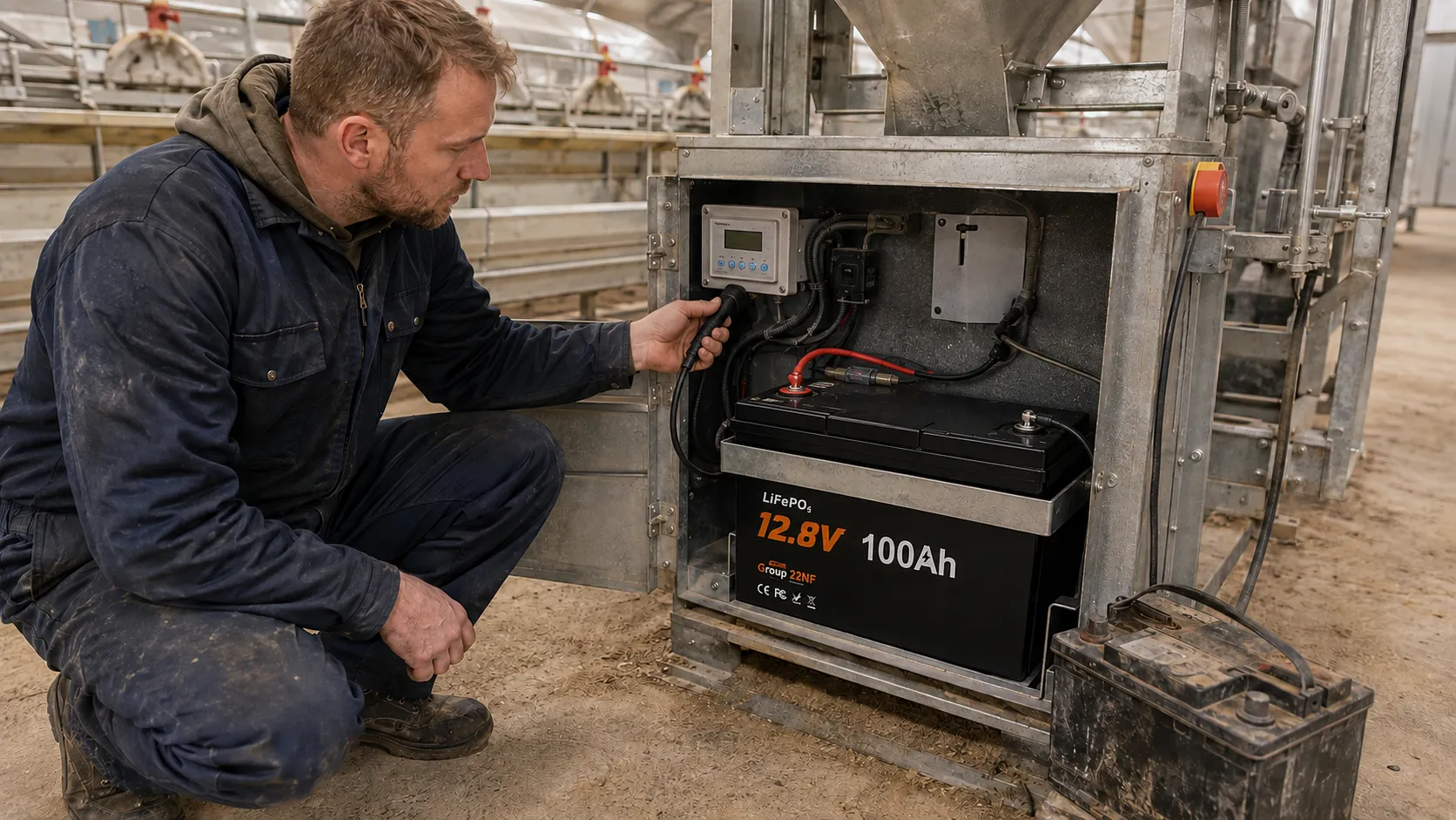 Lead-acid replacement LiFePO4 battery installed in agricultural equipment