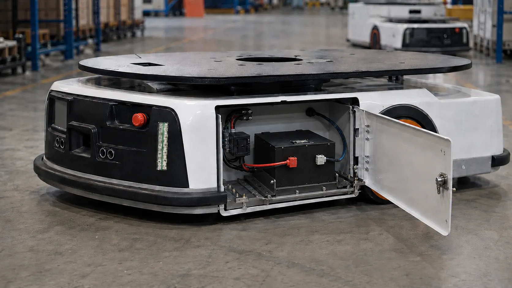 Custom industrial LiFePO4 battery installed in an AGV or AMR