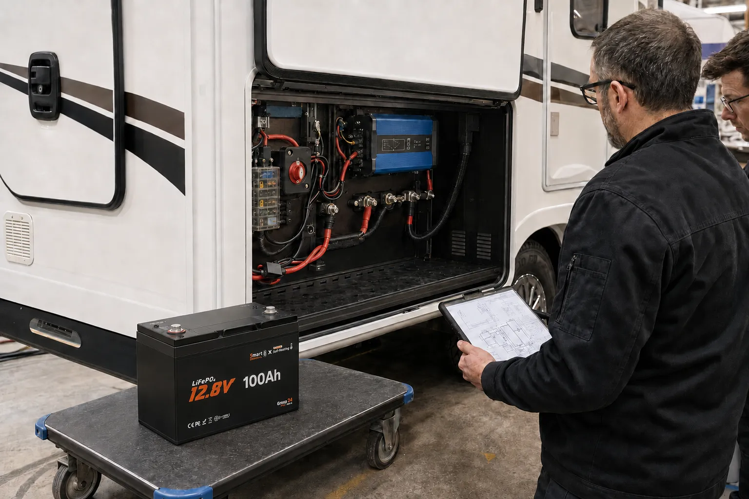 Custom RV LiFePO4 battery developed for an OEM motorhome project
