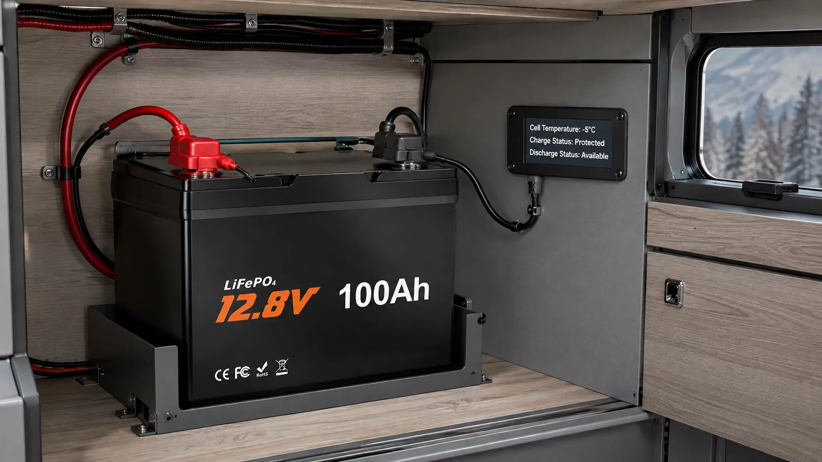 Low-temperature charging protection for a Group 24 LiFePO4 battery
