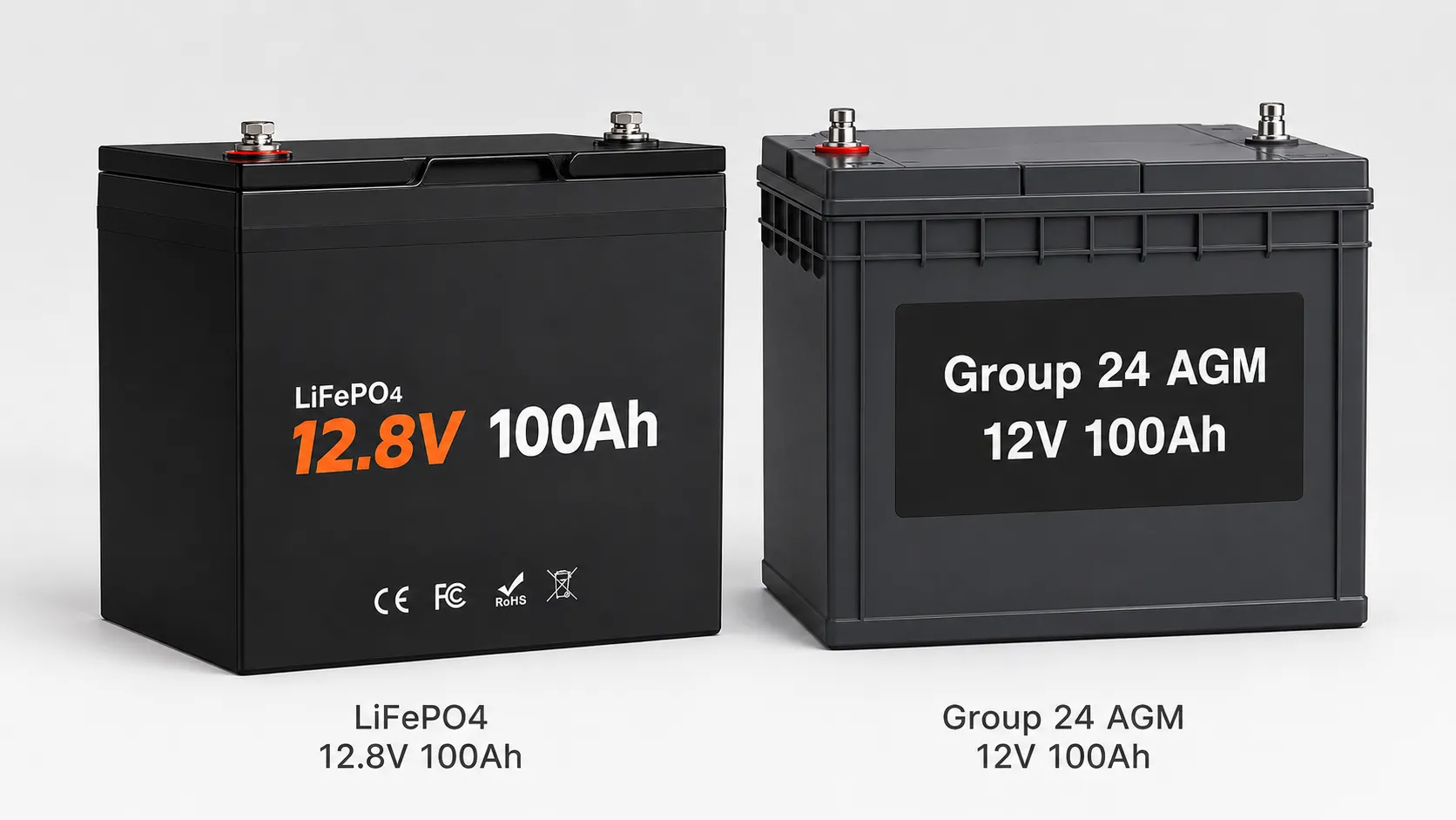 Group 24 LiFePO4 battery and AGM lead-acid battery comparison
