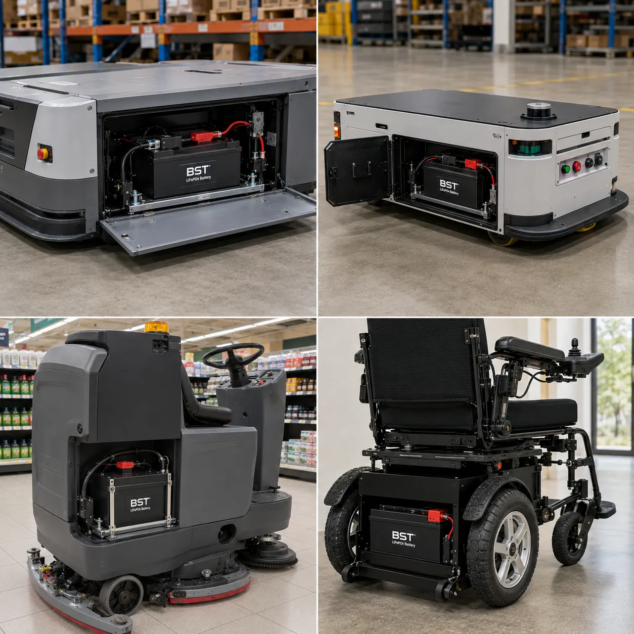 Industrial LiFePO4 lead-acid replacement batteries for AGVs cleaning machines and mobility equipment