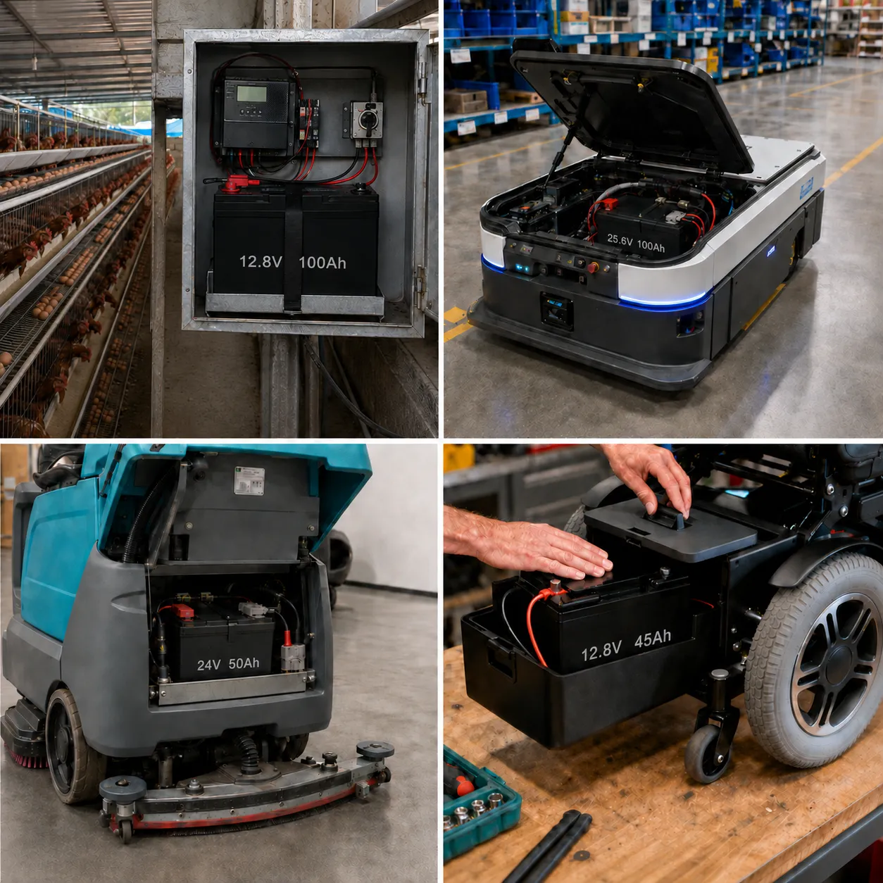 Custom industrial LiFePO4 batteries for automation mobility and equipment applications